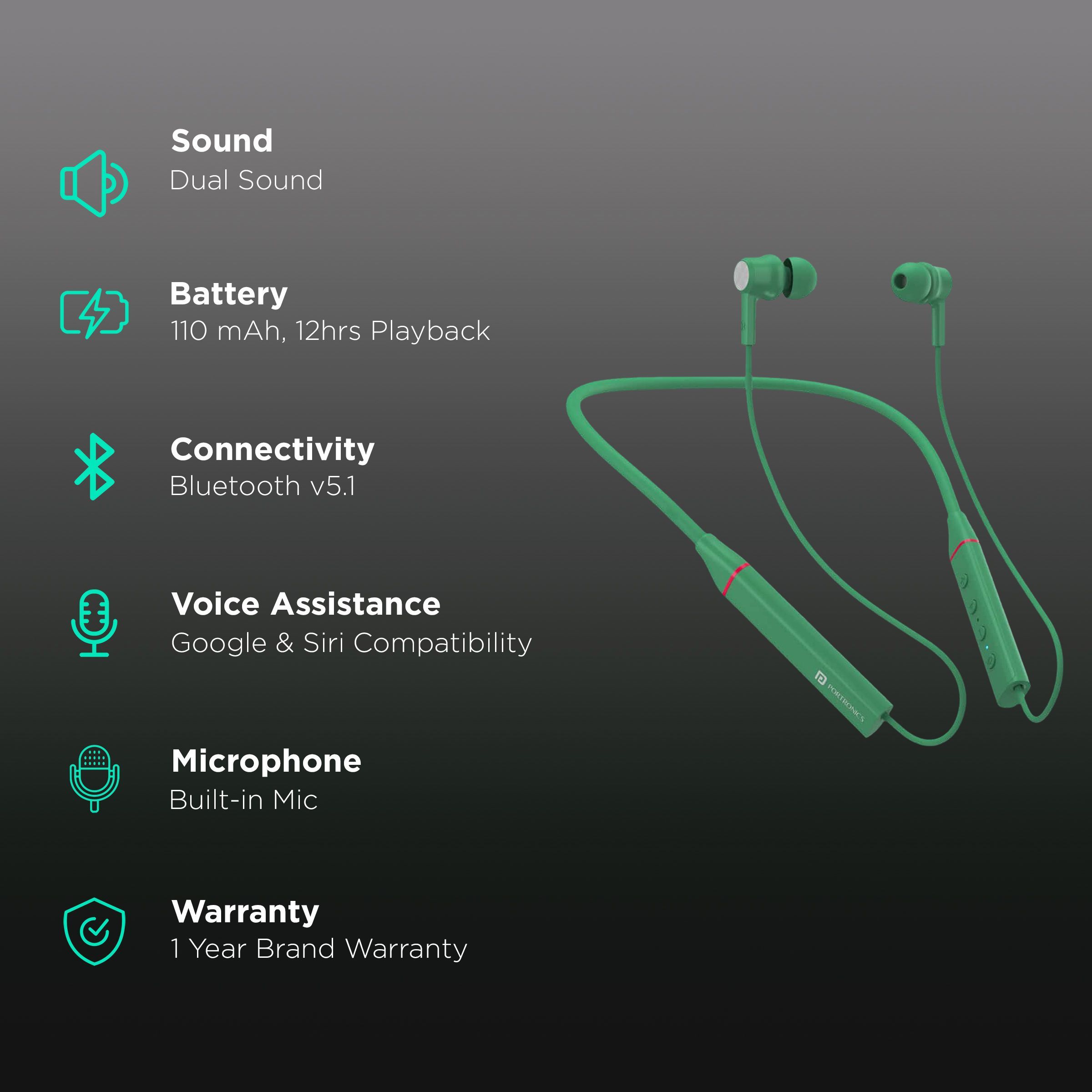 PORTRONICS Harmonics 400 POR 1591 Neckband (12 Hours Playtime, Green)_2