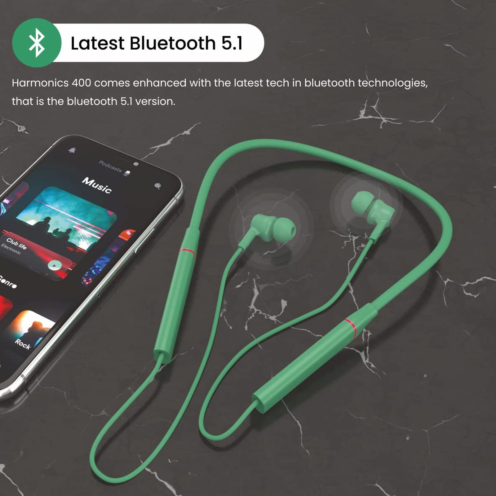 PORTRONICS Harmonics 400 POR 1591 Neckband (12 Hours Playtime, Green)_6