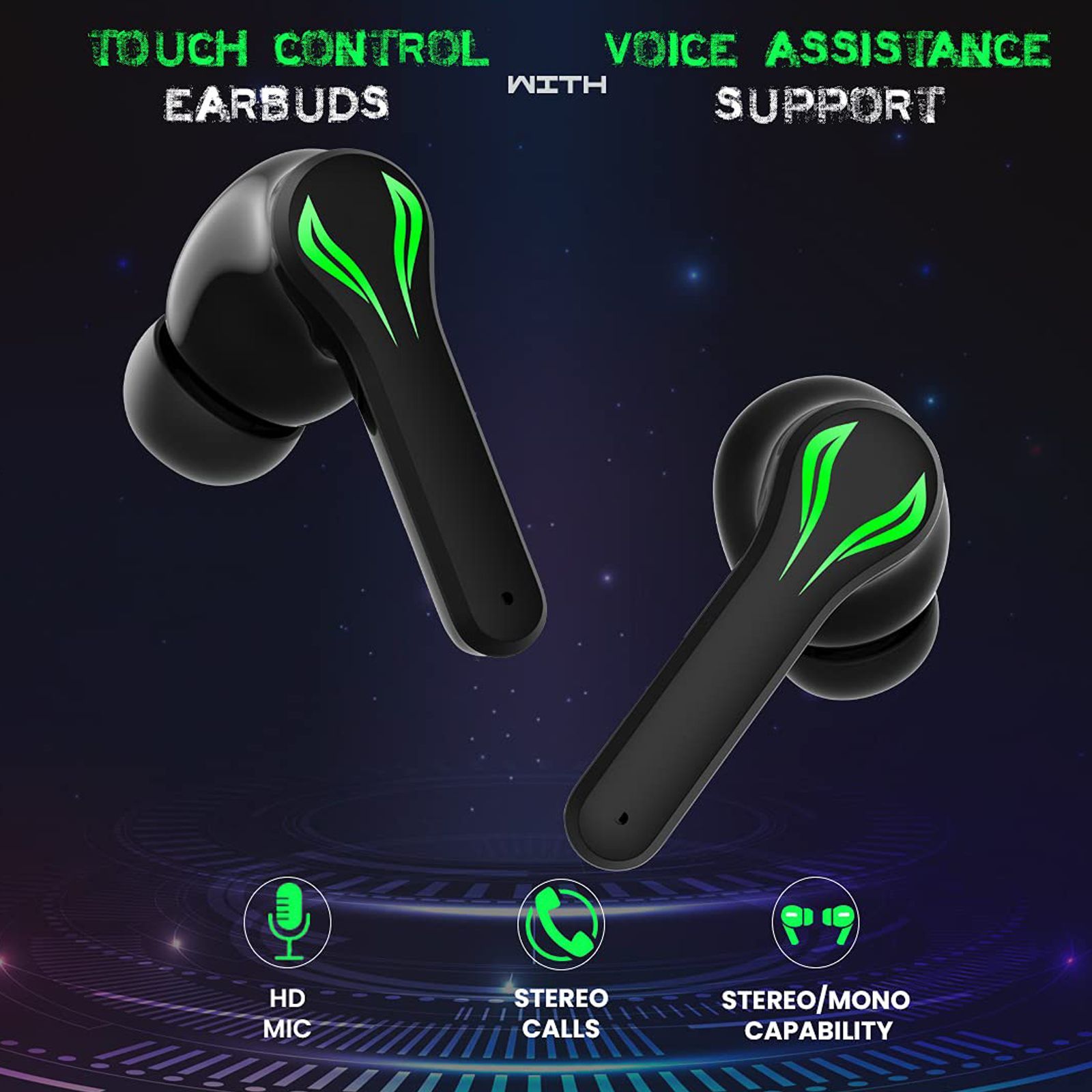 pTron Bassbuds Jade 140318089 TWS Earbuds with Passive Noise Cancellation (IPX4 Sweat & Water Resistant, 120 Hours Playback, Black)_3