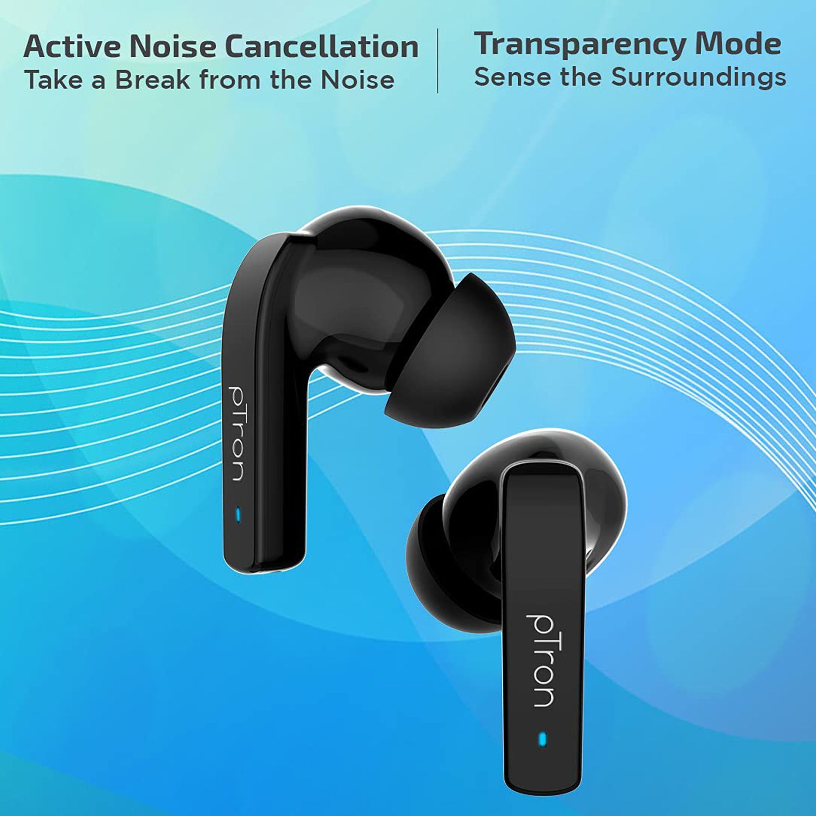 pTron Basspods 992 140318090 TWS Earbuds with Active Noise Cancellation (IPX4 Sweat & Water Resistant, 20 Hours Playback, Black) pTron Basspods 992 140318090 TWS Earbuds with Active Noise Cancellation (IPX4 Sweat & Water Resistant, 20 Hours Playback, Black)_5