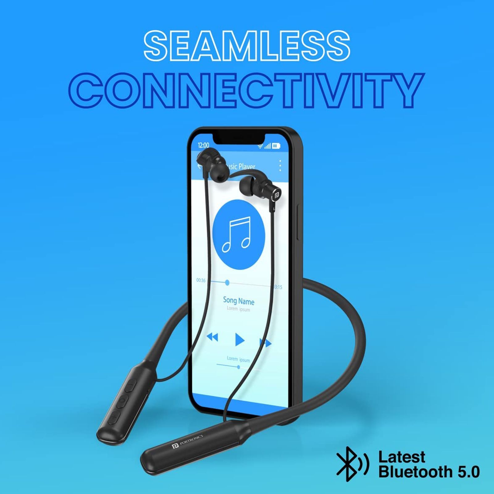 PORTRONICS Harmonics 250 POR 1552 Neckband (Splashproof, 60 Hours Playtime, Black) PORTRONICS Harmonics 250 POR 1552 Neckband (Splashproof, 60 Hours Playtime, Black)_3