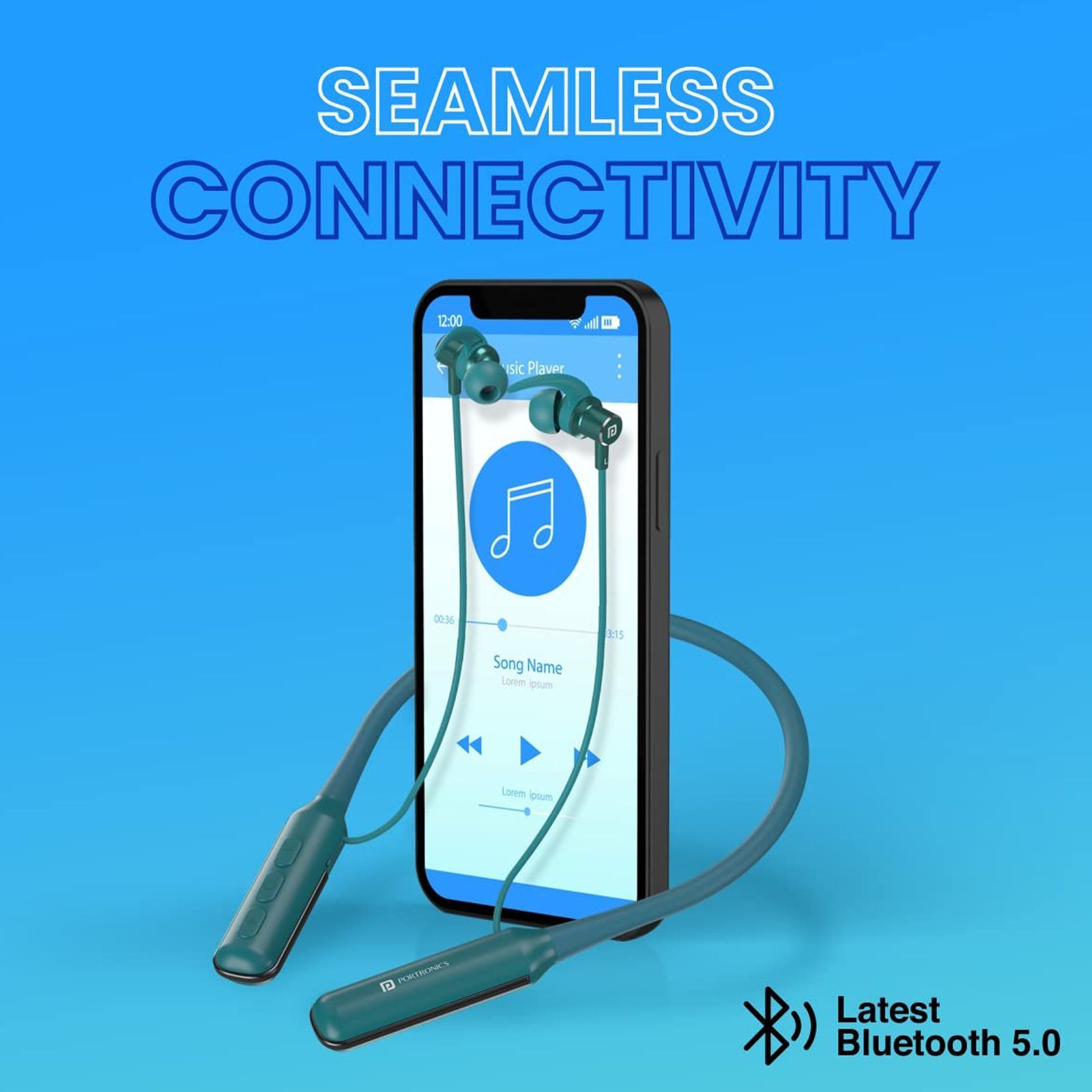 PORTRONICS Harmonics 250 POR 1553 Neckband (Water Resistant, 60 Hours Playtime, Green)_4