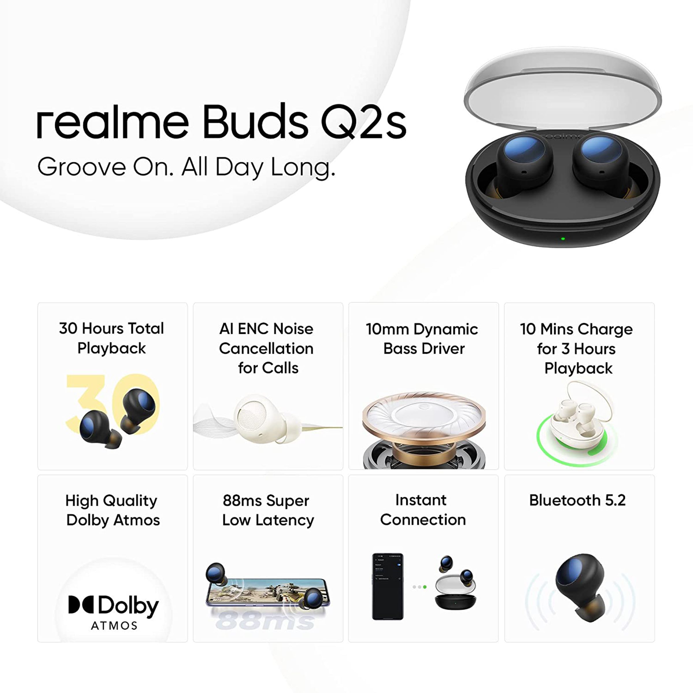 realme Buds Q2 RMA2110 TWS Earbuds with Active Noise Cancellation (IPX5 Water Resistant, 28 Hours Playtime, Night Black)_5