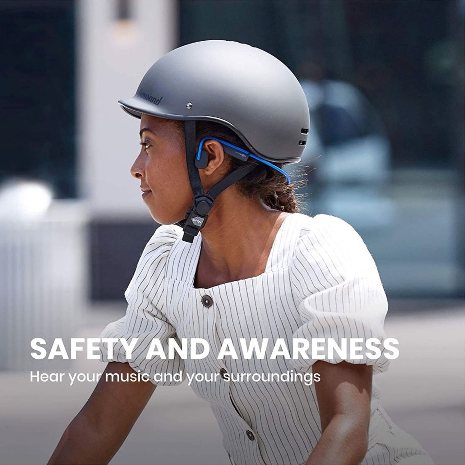 AfterShokz OpenMove Bone Conduction Bluetooth Headphone with Noise Isolation (IP55 Water Resistant, Deep Bass, Blue)_5