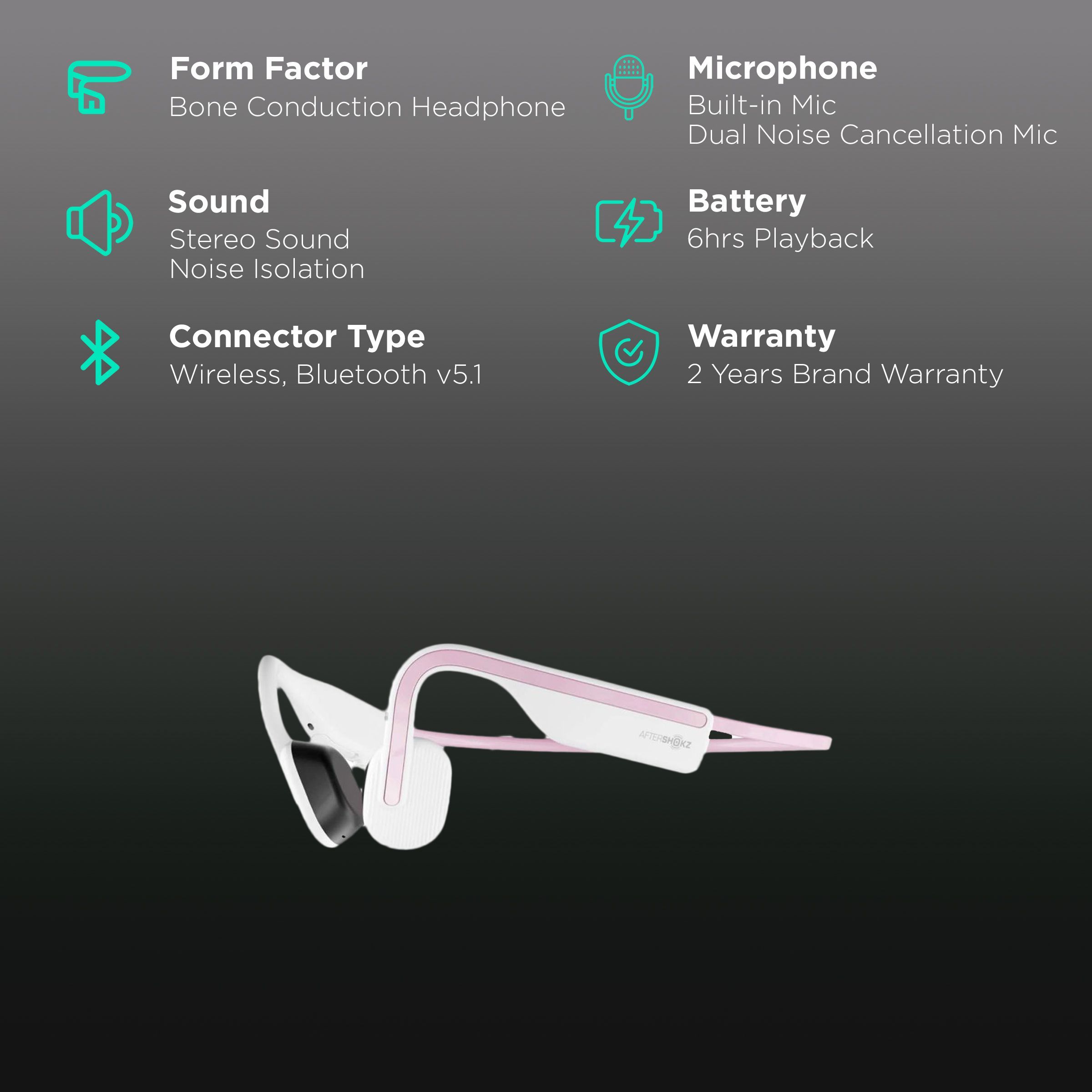 AfterShokz OpenMove Bone Conduction Bluetooth Headphone with Noise Isolation (IP55 Water Resistant, Deep Bass, Pink) AfterShokz OpenMove Bone Conduction Bluetooth Headphone with Noise Isolation (IP55 Water Resistant, Deep Bass, Pink)_2