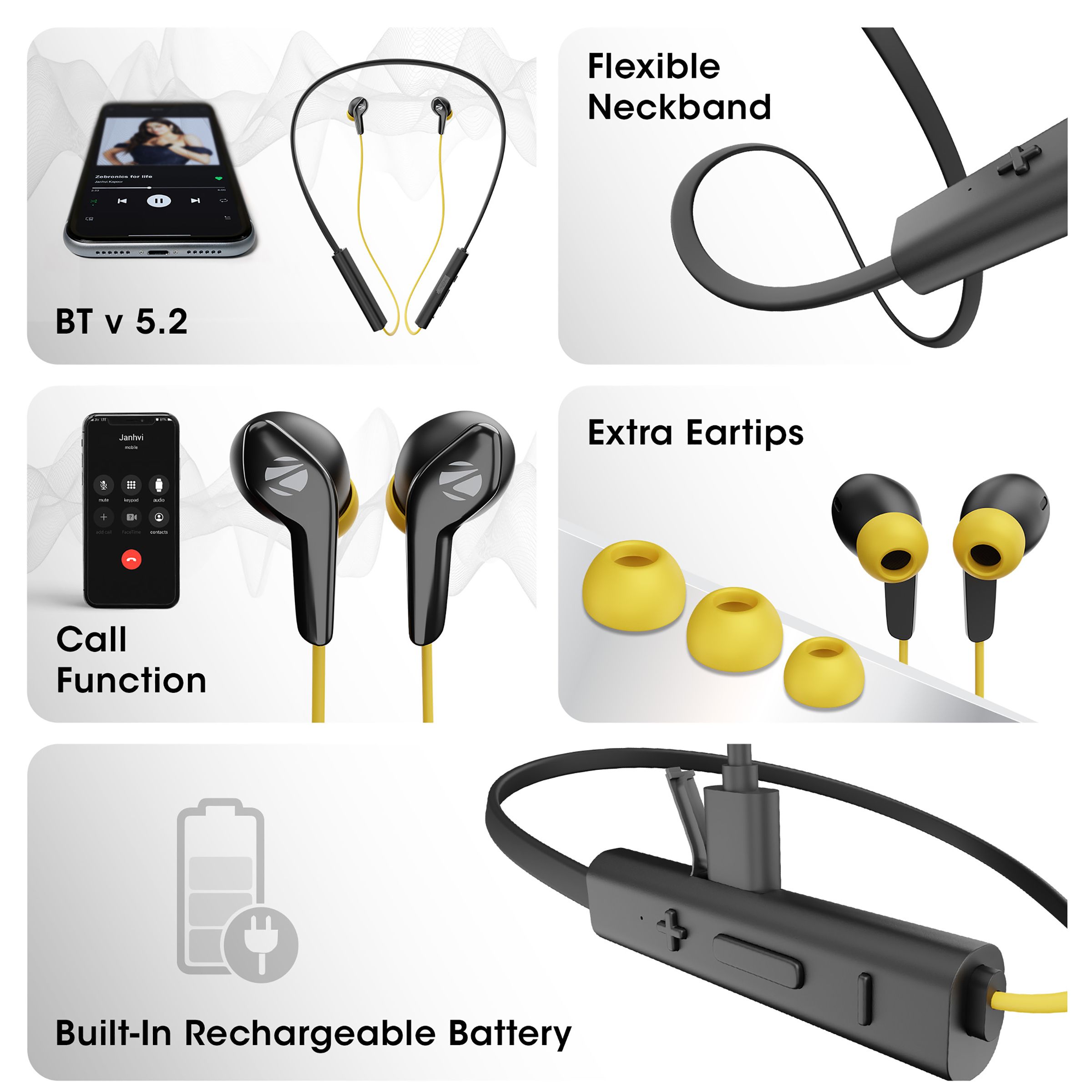 ZEBRONICS Yoga 4 In-Ear Wireless Earphone with Mic (Bluetooth 5.2, Voice Assistant Support, Black)_7