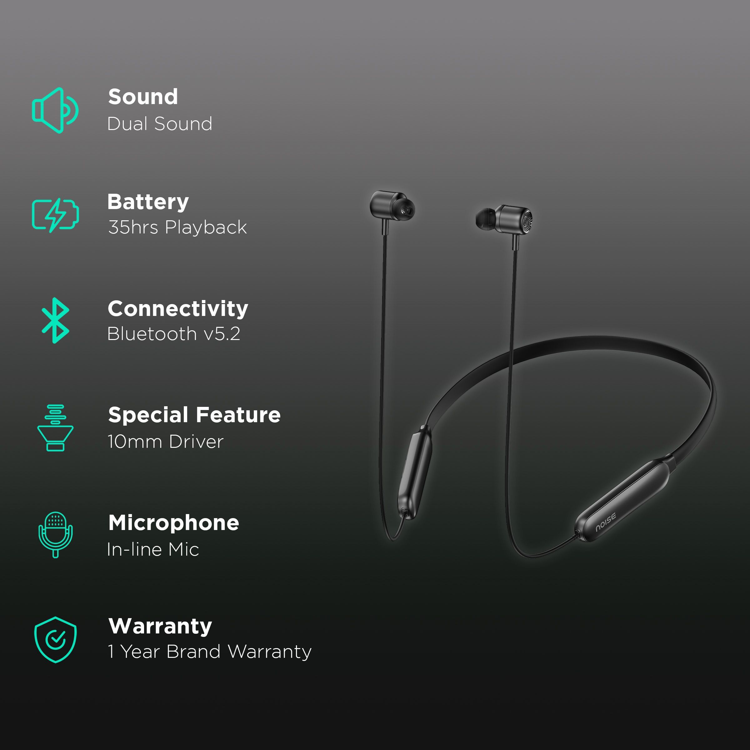 noise Bravo Neckband (35 Hours Playtime, Jet Black)_2