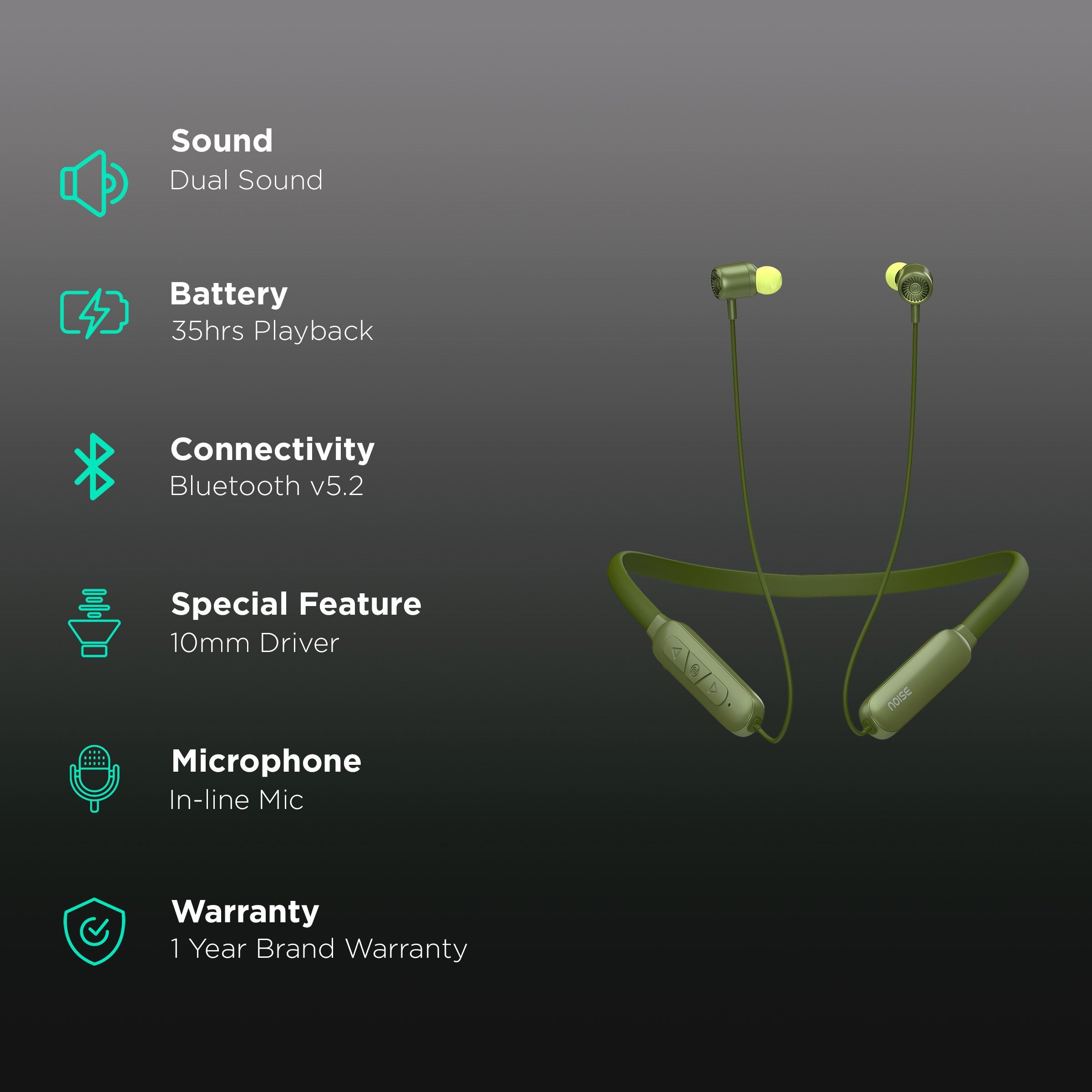 noise Bravo Neckband (35 Hours Playtime, Neon Green) noise Bravo Neckband (35 Hours Playtime, Neon Green)_2