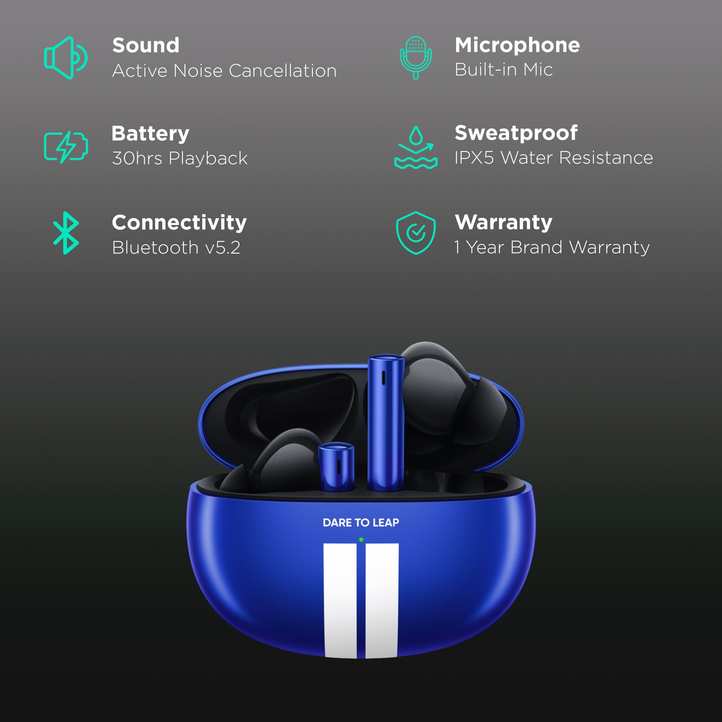 realme Buds Air 3 RMA2105 TWS Earbuds with Active Noise Cancellation (IPX5 Water Resistant, 30 Hours Playtime, Nitro Blue)_2