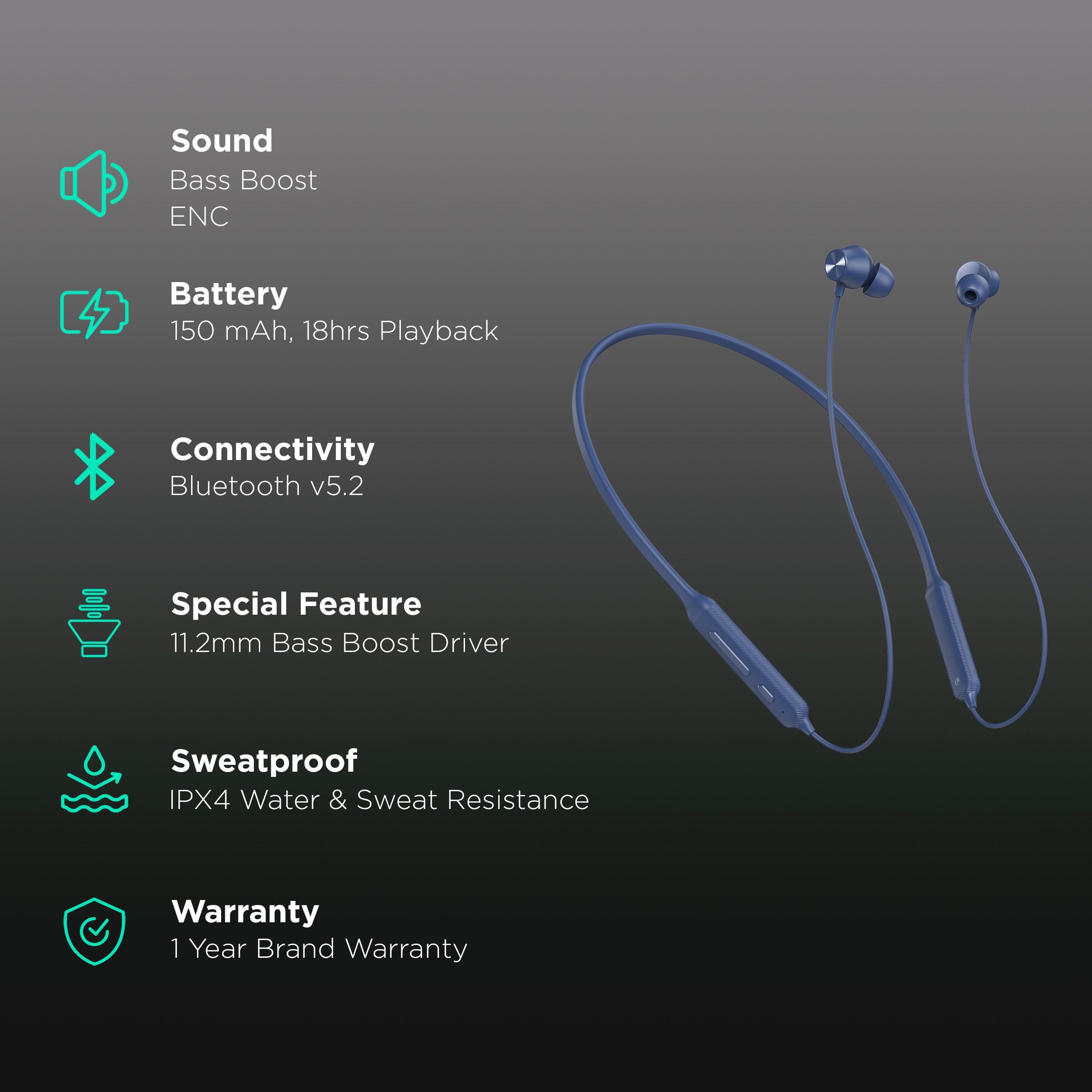 DIZO by realme TechLife Wireless Power DA2125 Neckband with Environmental Noise Cancellation (IPX4 Resistant, 18 Hours Playback, Violet Blue)_2