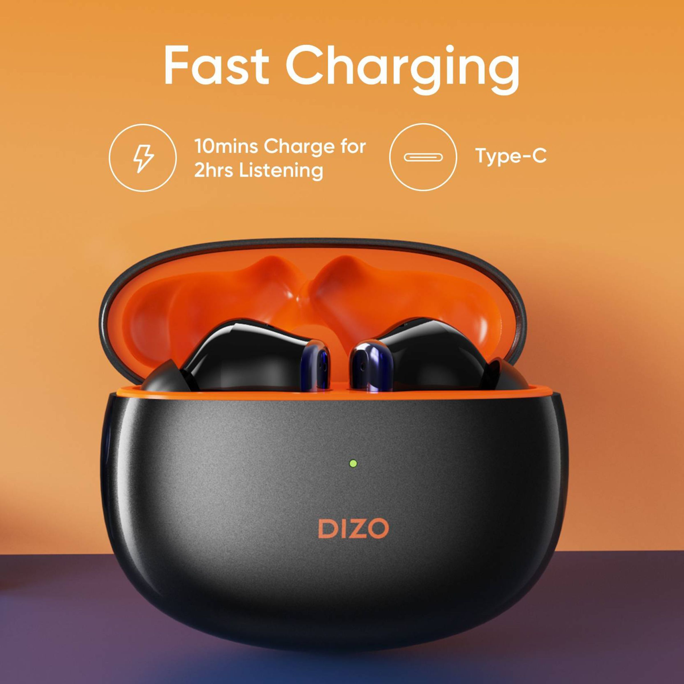 DIZO by realme TechLife Buds Z Pro 790100702 TWS Earbuds with Active Noise Cancellation (IPX4 Sweat & Water Resistant, 25 Hours Playback, Black/Orange)_15