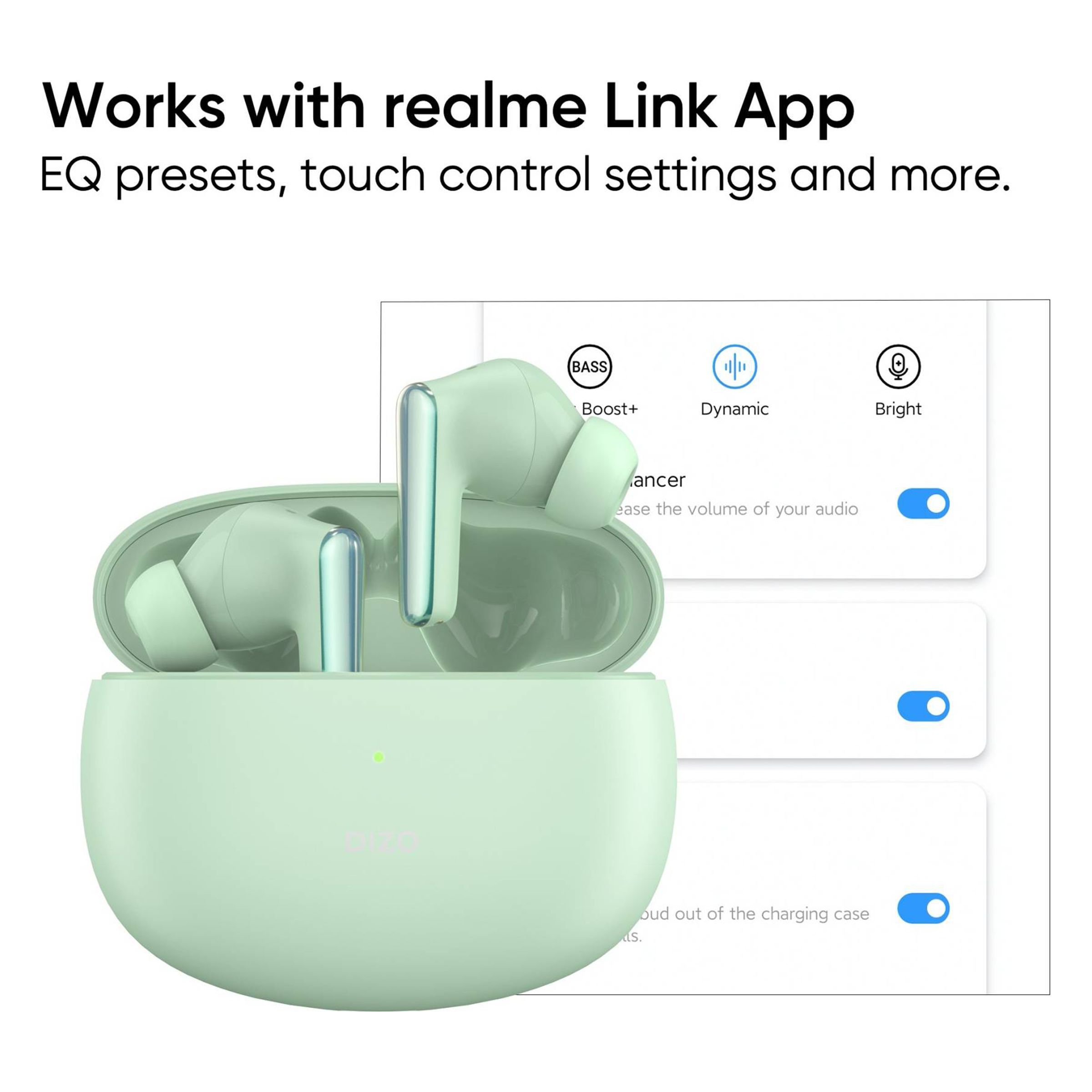 DIZO by realme TechLife Buds Z 790100603 TWS Earbuds with Passive Noise Cancellation (IPX4 Sweat & Water Resistant, 16 Hours Playback, Leaf)_6