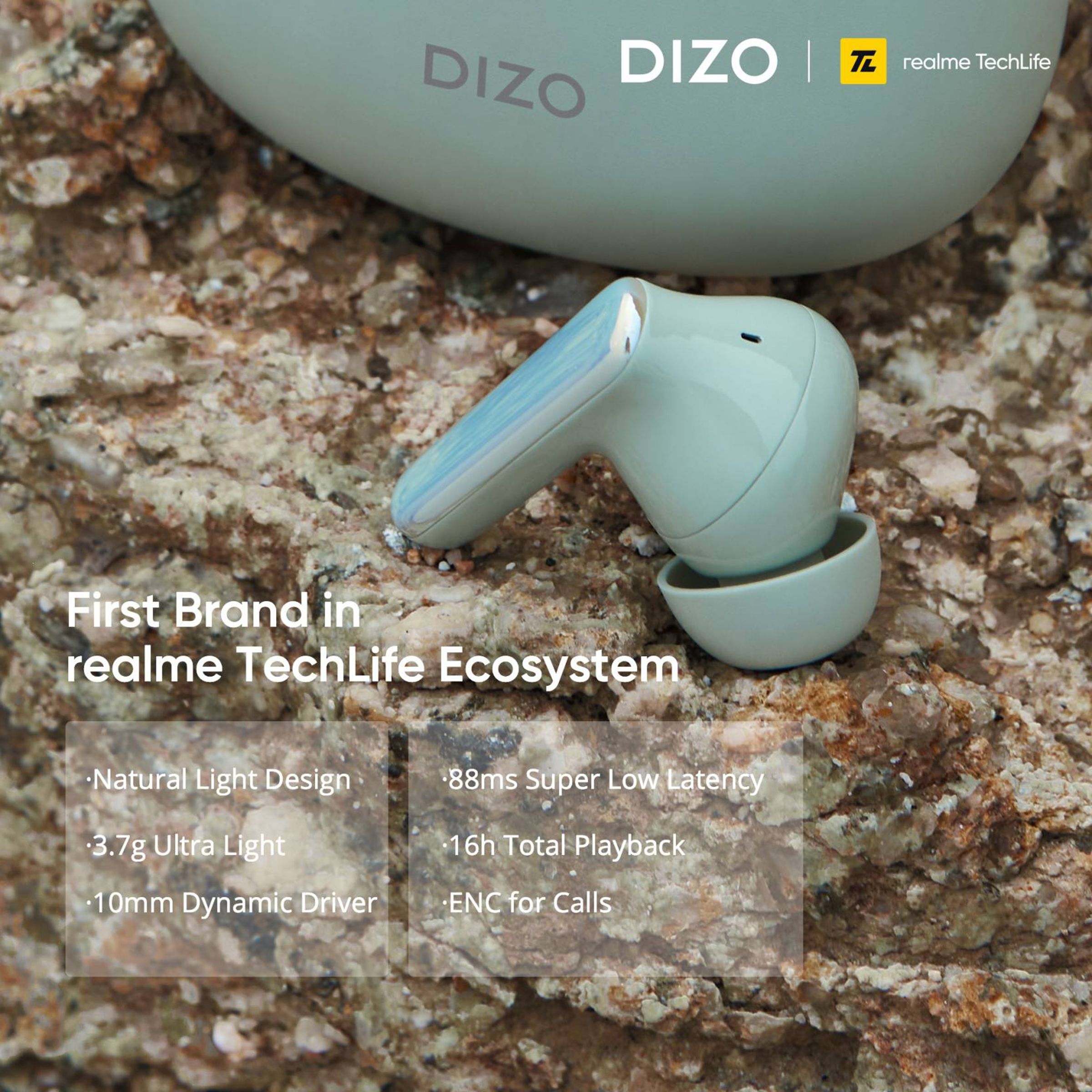 DIZO by realme TechLife Buds Z 790100603 TWS Earbuds with Passive Noise Cancellation (IPX4 Sweat & Water Resistant, 16 Hours Playback, Leaf)_9