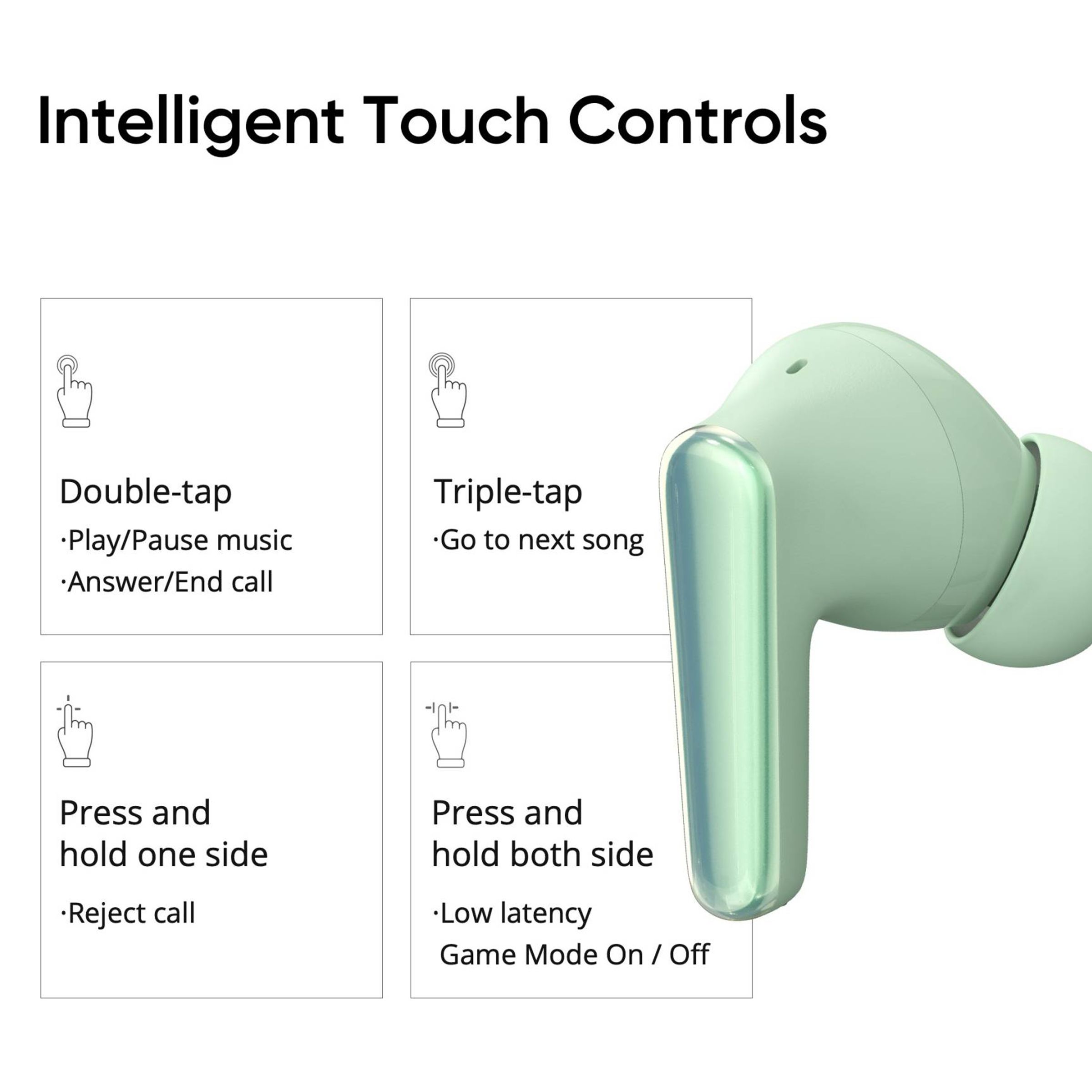 DIZO by realme TechLife Buds Z 790100603 TWS Earbuds with Passive Noise Cancellation (IPX4 Sweat & Water Resistant, 16 Hours Playback, Leaf)_5