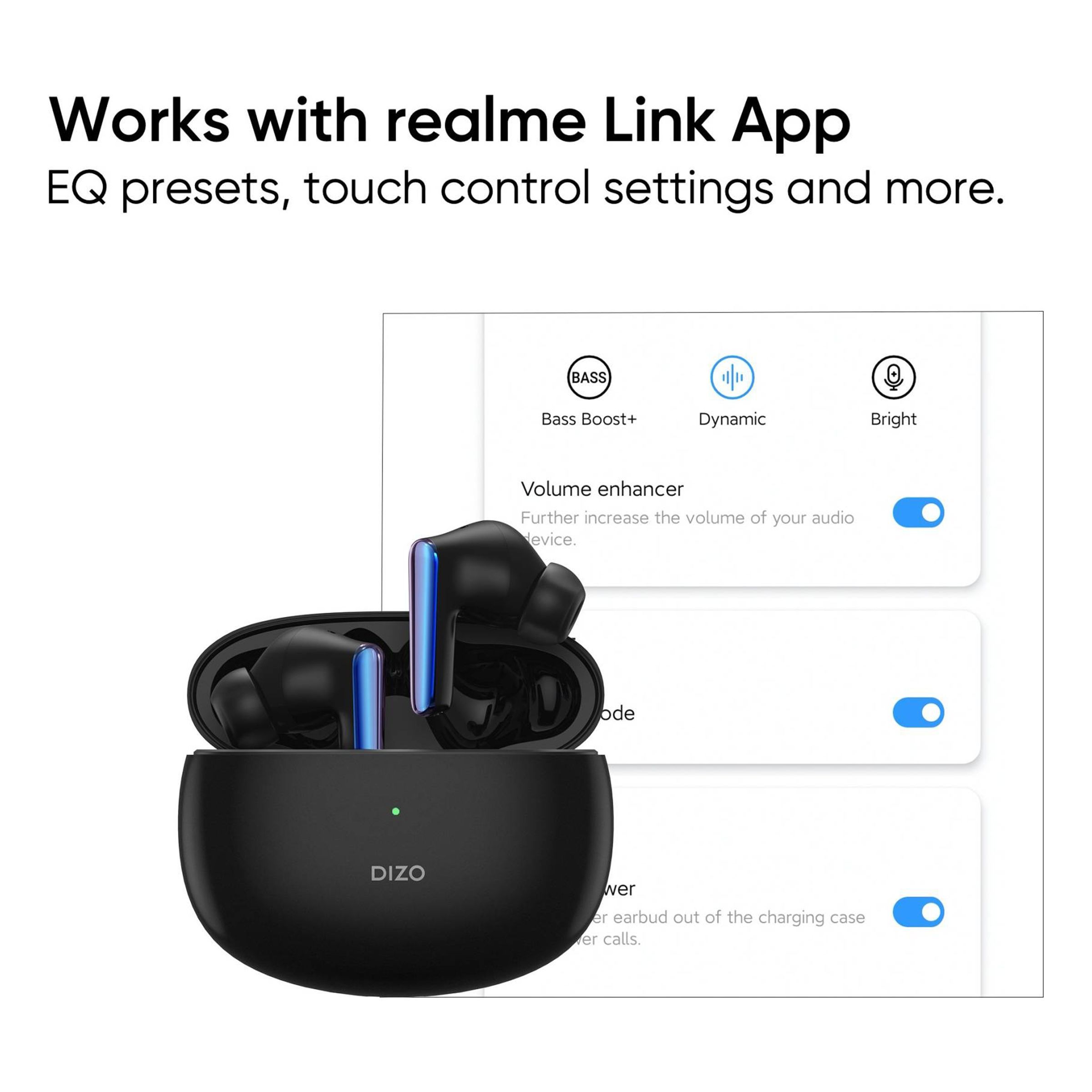 DIZO by realme TechLife Buds Z 790100601 TWS Earbuds with Passive Noise Cancellation (IPX4 Sweat & Water Resistant, 16 Hours Playback, Onyx)_4