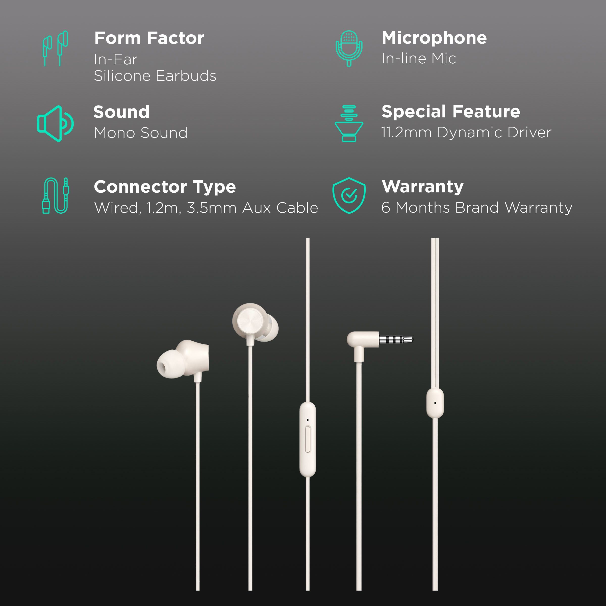 DIZO by realme TechLife DA2106 Wired Earphone with Mic (In Ear, Creme White) DIZO by realme TechLife DA2106 Wired Earphone with Mic (In Ear, Creme White)_2