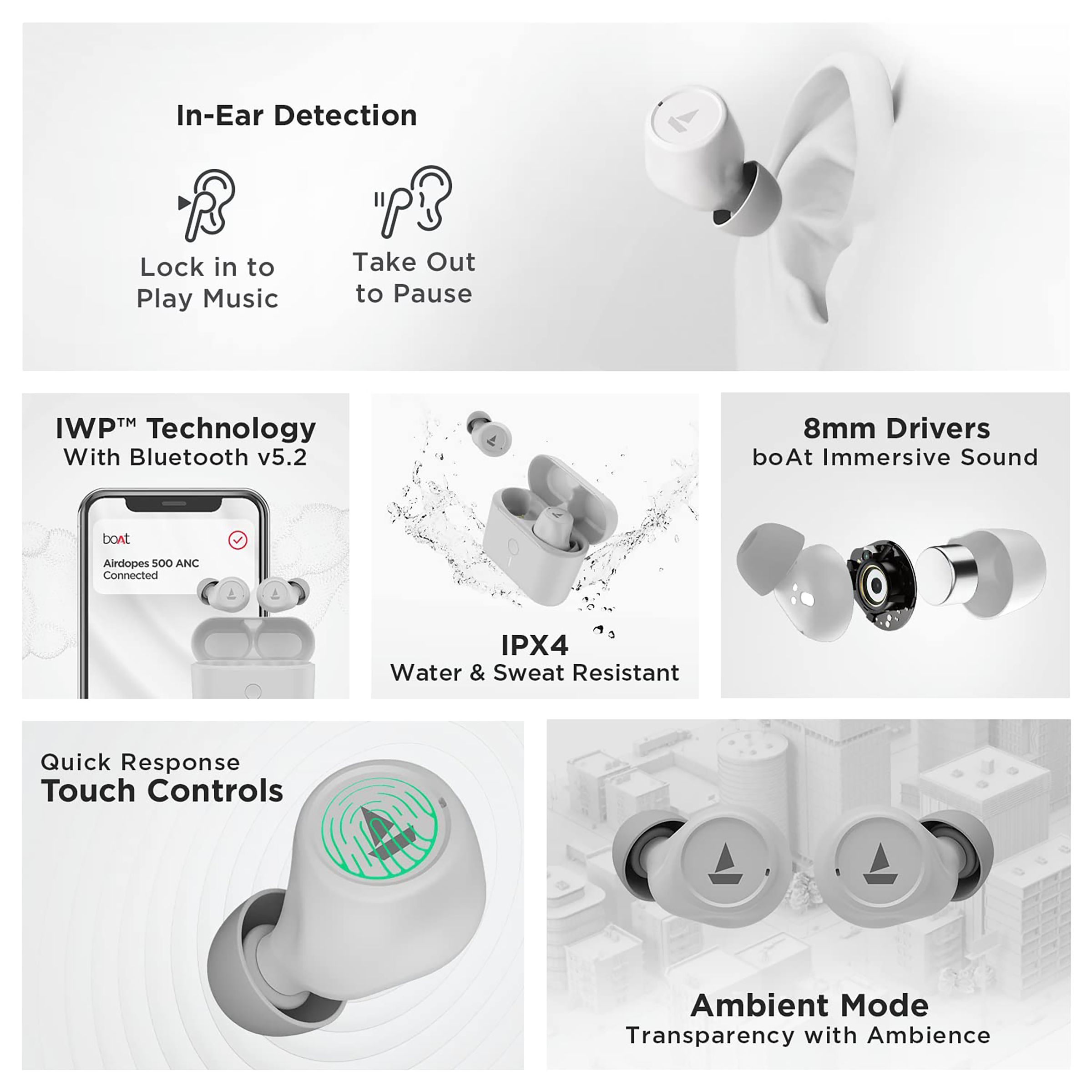 boAt Airdopes 500 TWS Earbuds with Active Noise Cancellation (IPX4 Sweat & Water Resistant, 27.5 Hours Playback, White)_10