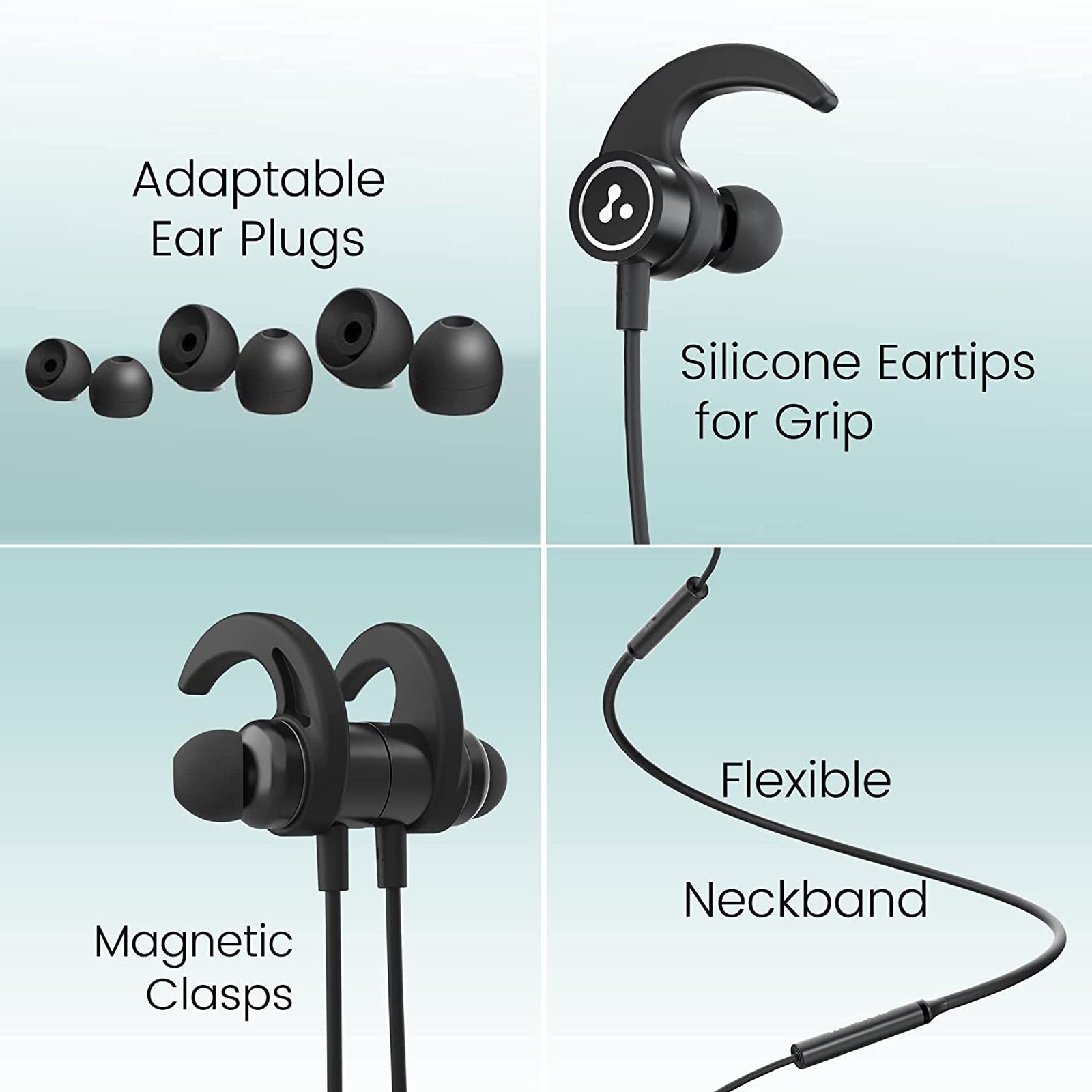 ambrane BassBand Active Neckband (IPX4 Water Resistant, Immersive Sound, Black)_5