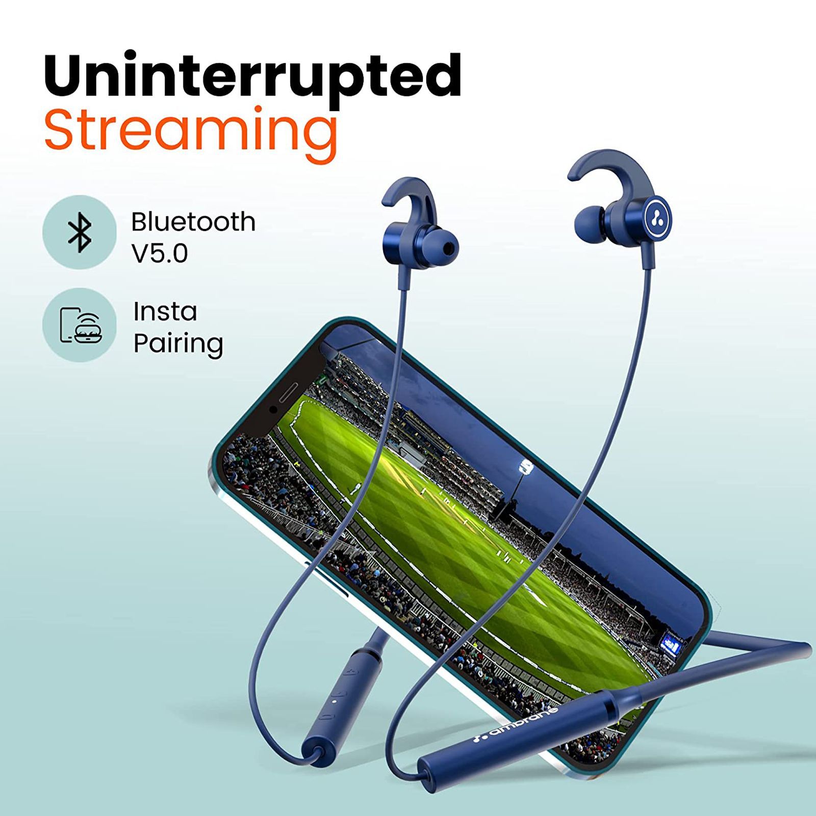 ambrane Bassband Active Neckband (IPX4 Splash & Waterproof, Immersive Sound, Blue) ambrane Bassband Active Neckband (IPX4 Splash & Waterproof, Immersive Sound, Blue)_5