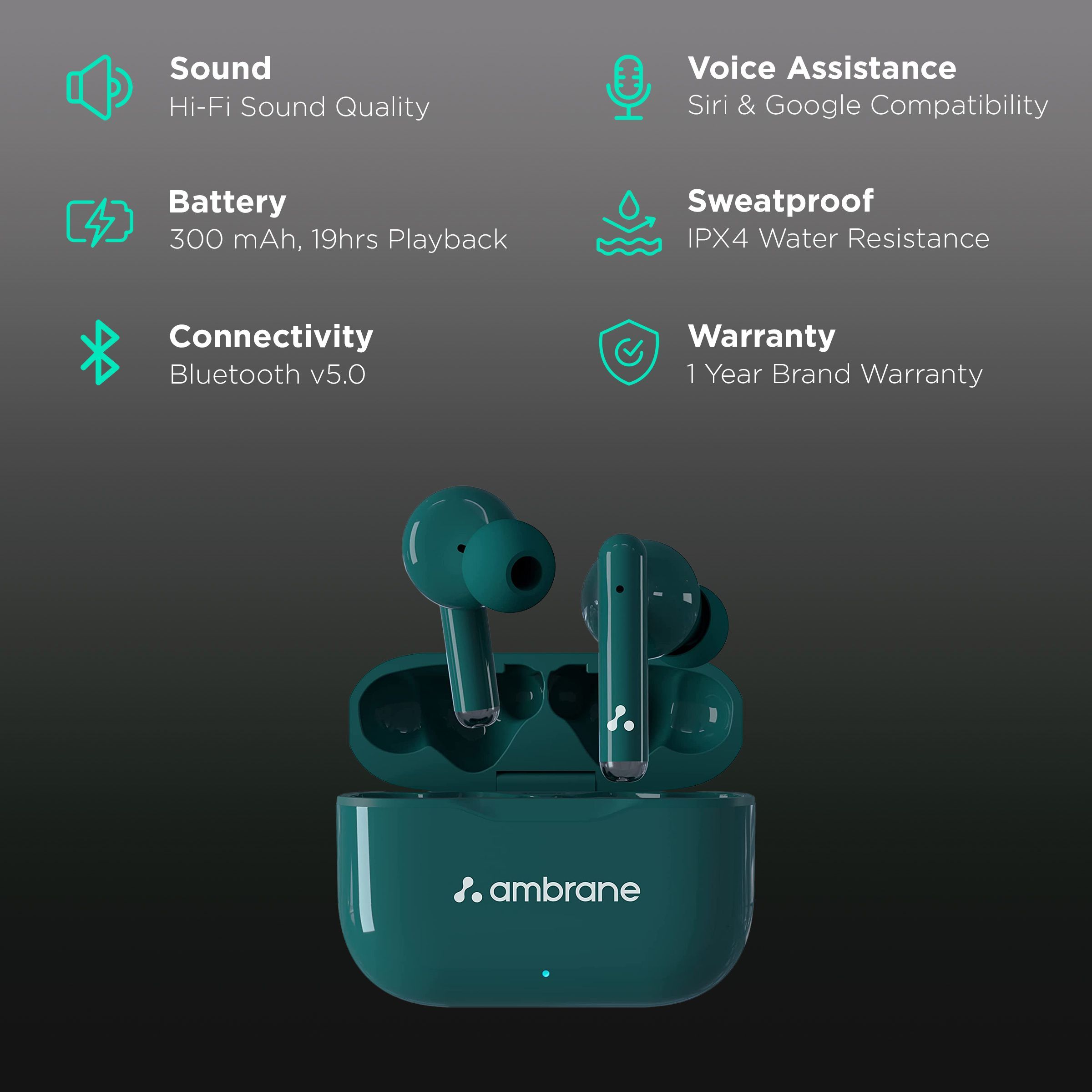 ambrane Dots 38 TWS Earbuds (IPX4 Water Resistant, 19 Hours Playback, Green) ambrane Dots 38 TWS Earbuds (IPX4 Water Resistant, 19 Hours Playback, Green)_2