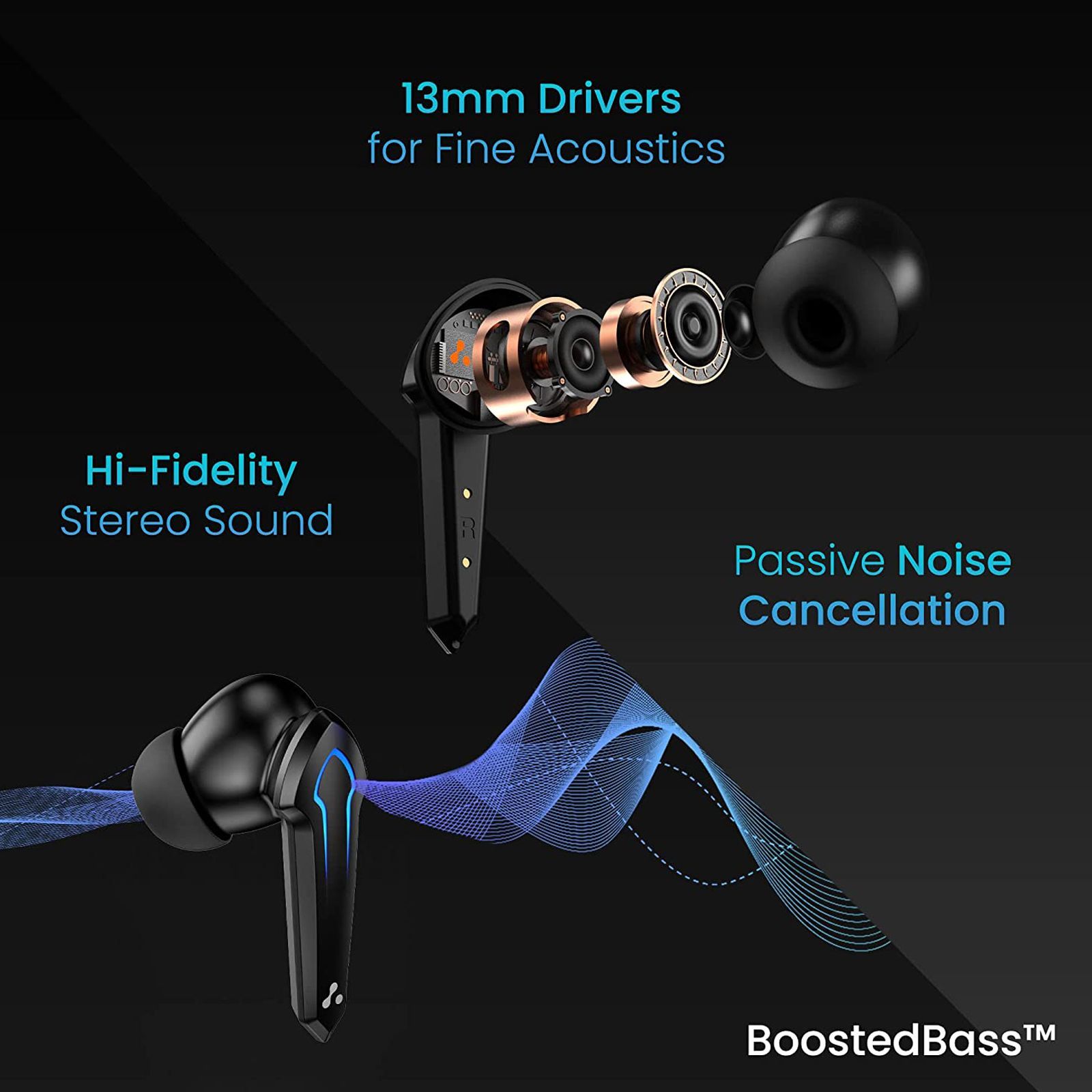 ambrane Dots Play TWS Earbuds with Passive Noise Cancellation (IPX4 Water Resistant, 13 Hours Playback, Black)_6