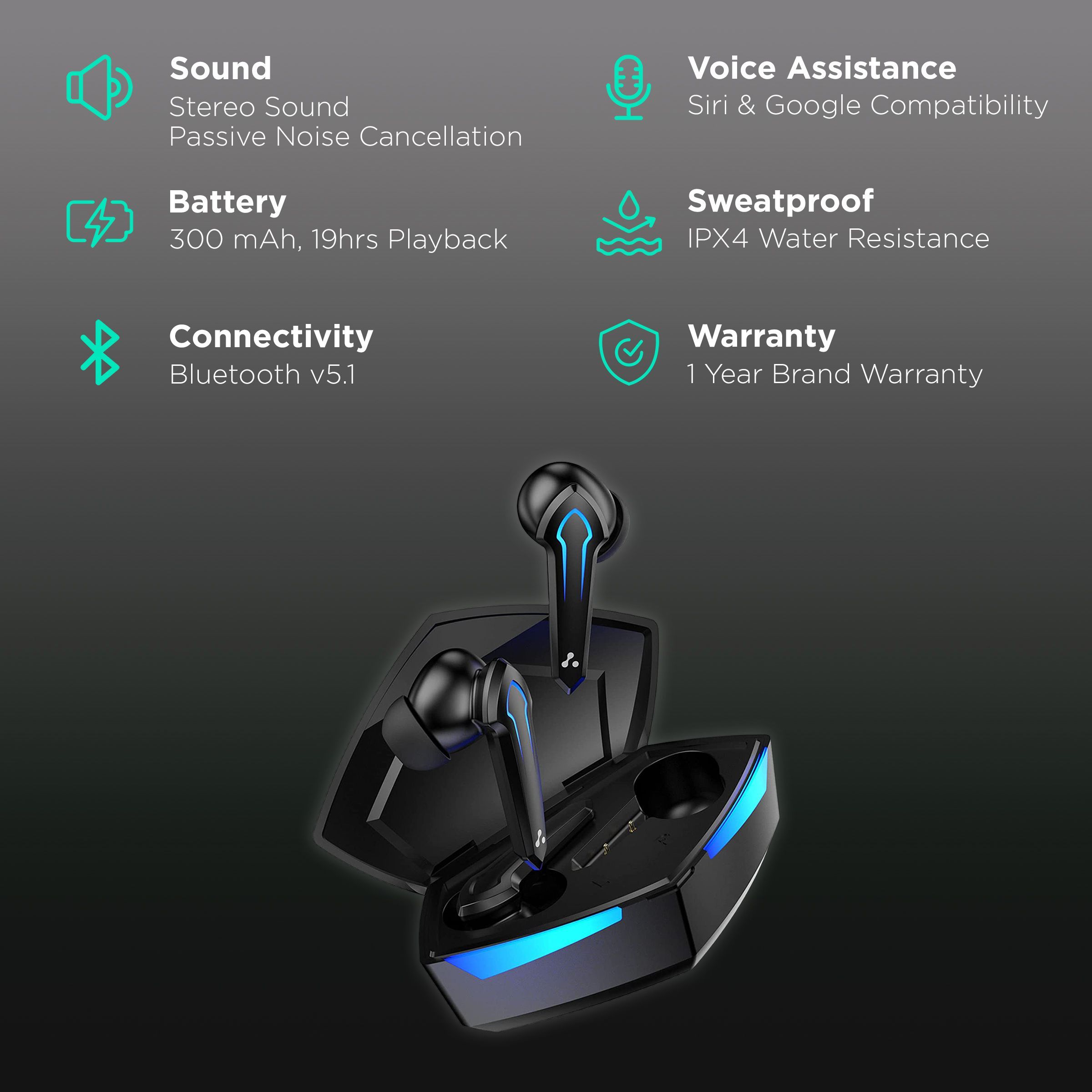 ambrane Dots Play TWS Earbuds with Passive Noise Cancellation (IPX4 Water Resistant, 13 Hours Playback, Black)_2