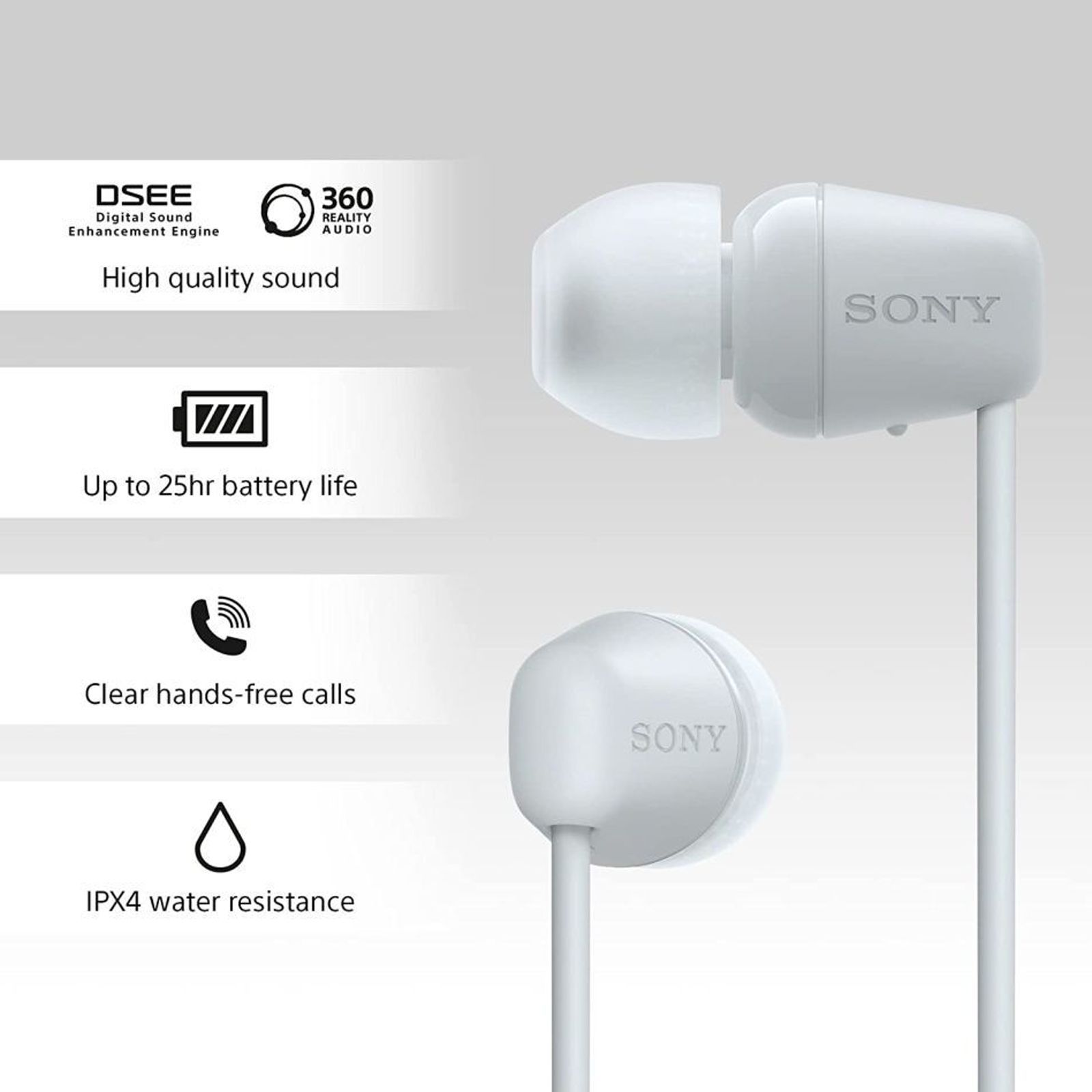 SONY WI-C100 Neckband (IPX4 Sweat & Splashproof, 25 Hours Playtime, White)_7