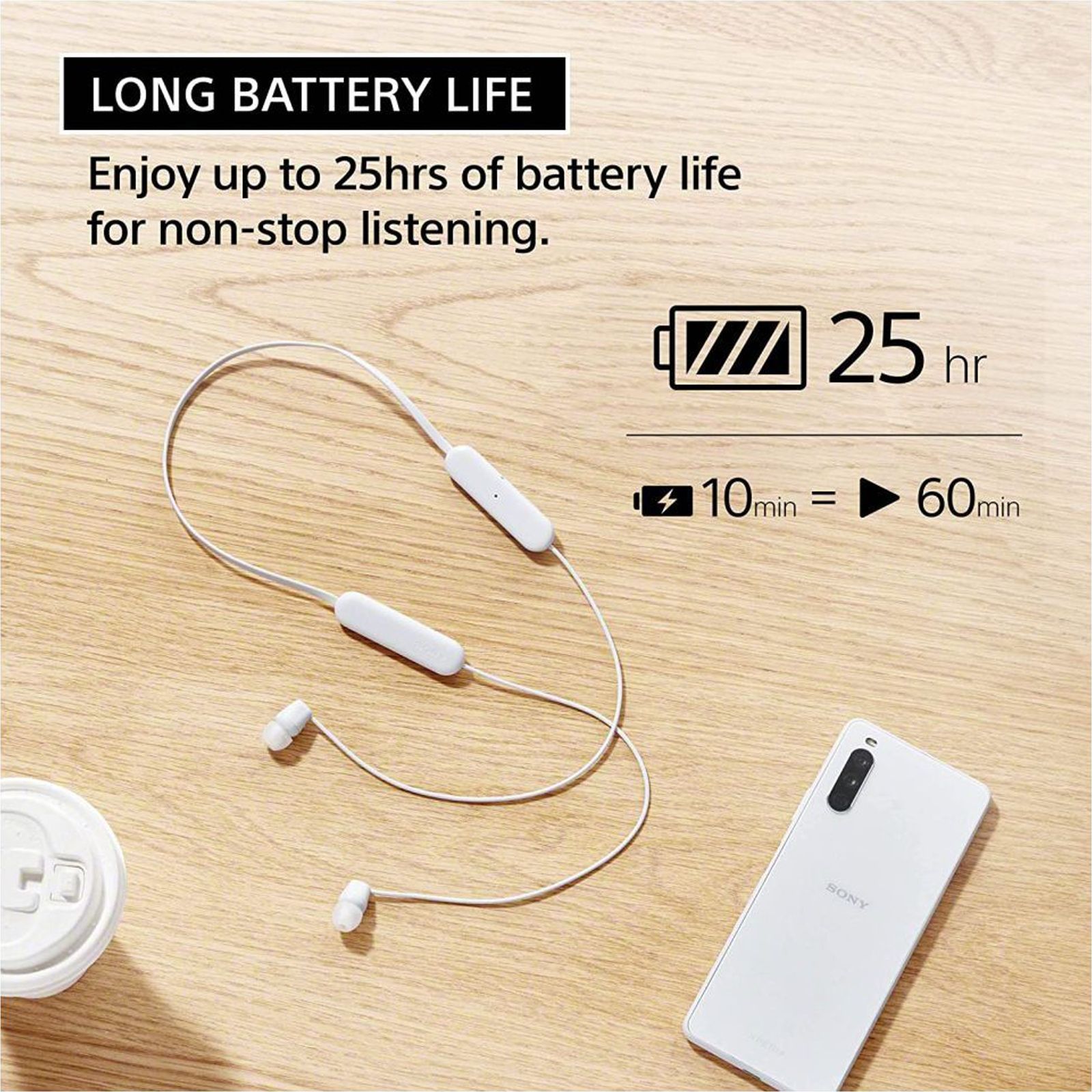 SONY WI-C100 Neckband (IPX4 Sweat & Splashproof, 25 Hours Playtime, White)_8