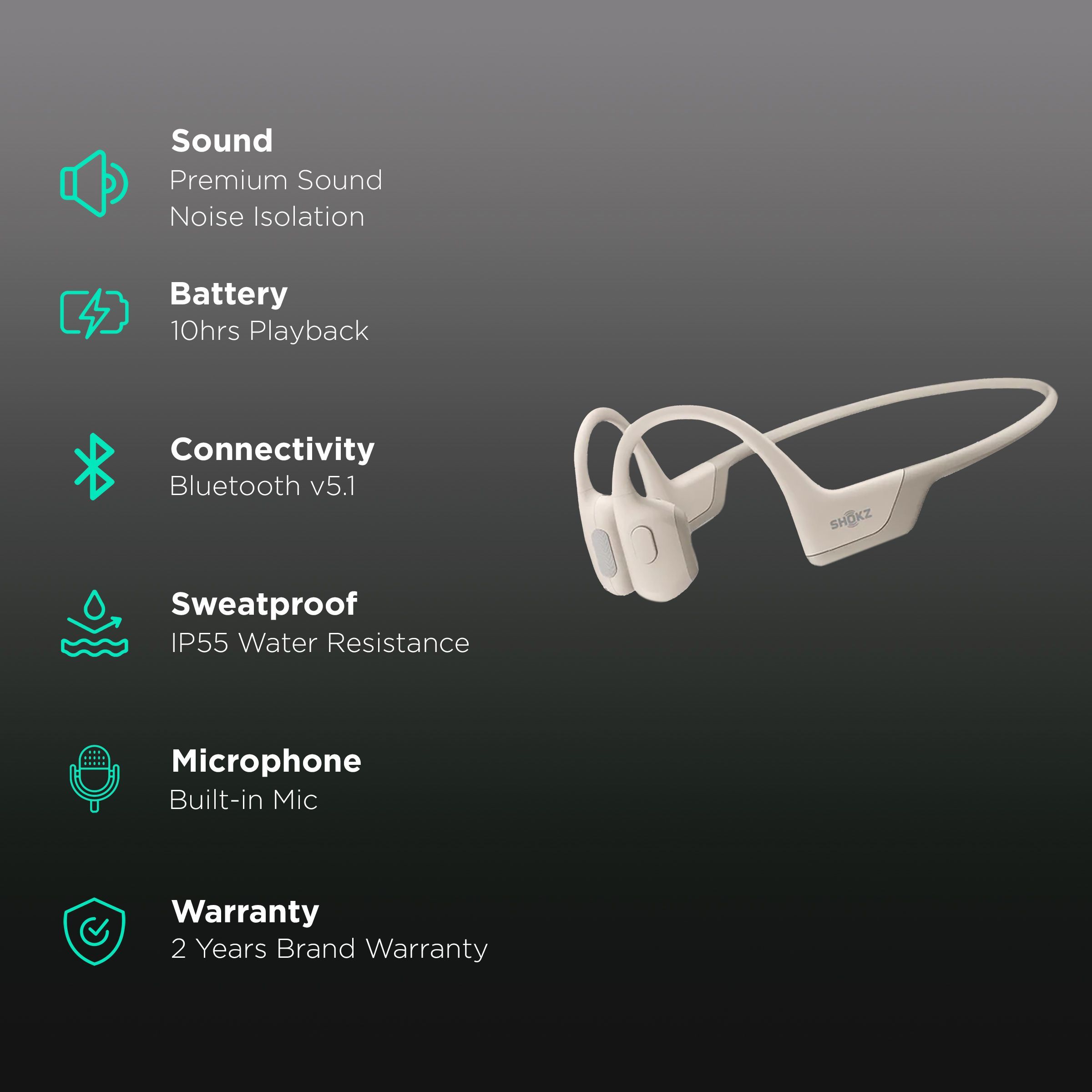 SHOKZ OpenRun Pro Bone Conduction Bluetooth Headphone with Noise Isolation (IP55 Water Resistant, Premium Sound, Beige)_2