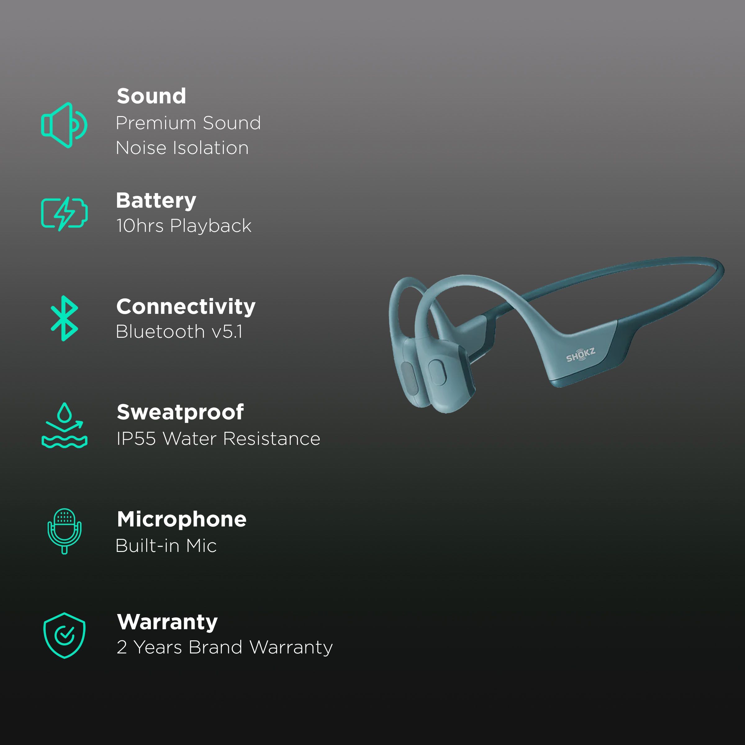 SHOKZ OpenRun Pro Bone Conduction Bluetooth Headphone with Noise Isolation (IP55 Water Resistant, Premium Sound, Blue)_2
