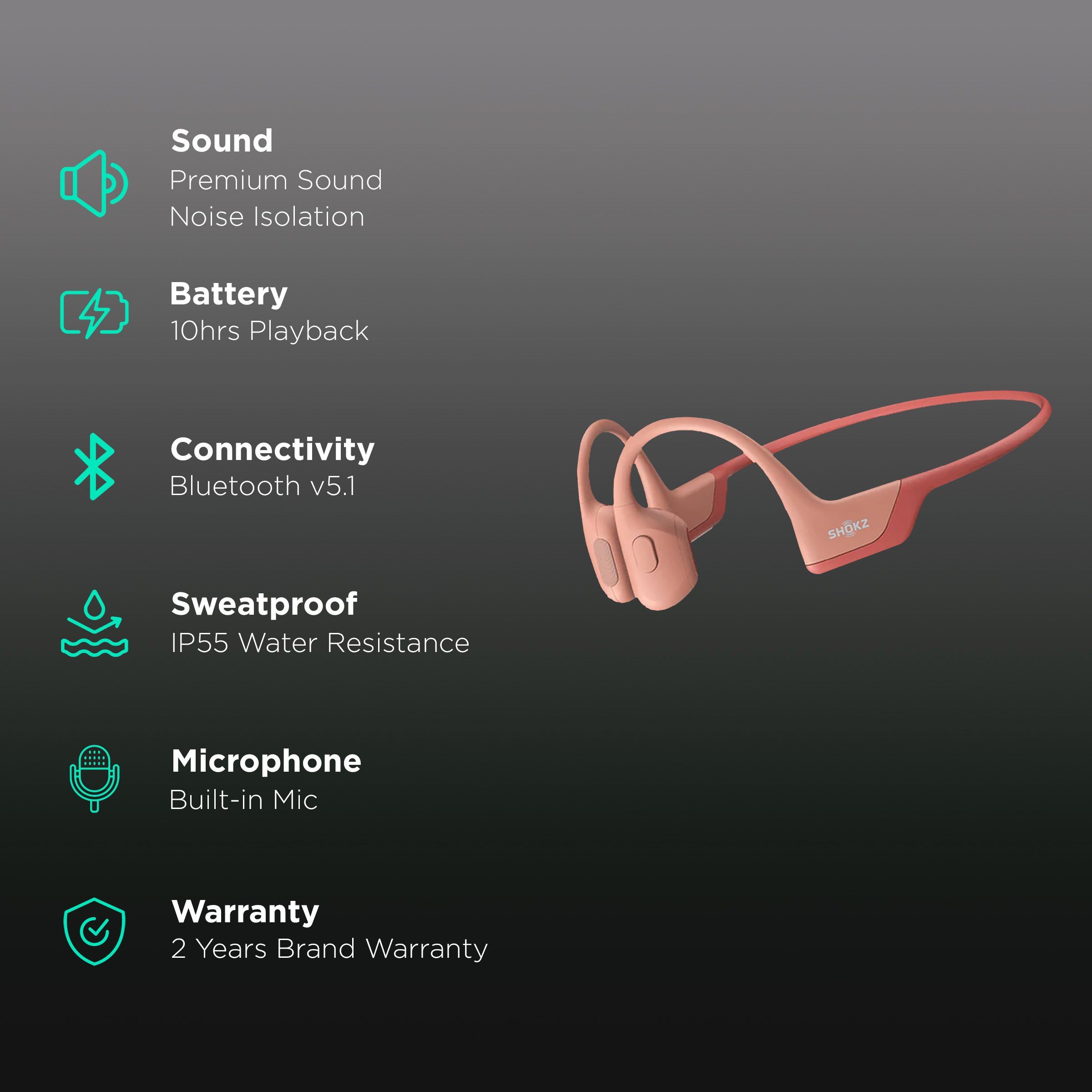 SHOKZ OpenRun Pro Bone Conduction Bluetooth Headphone with Noise Isolation (IP55 Water Resistant, Premium Sound, Pink) SHOKZ OpenRun Pro Bone Conduction Bluetooth Headphone with Noise Isolation (IP55 Water Resistant, Premium Sound, Pink)_2