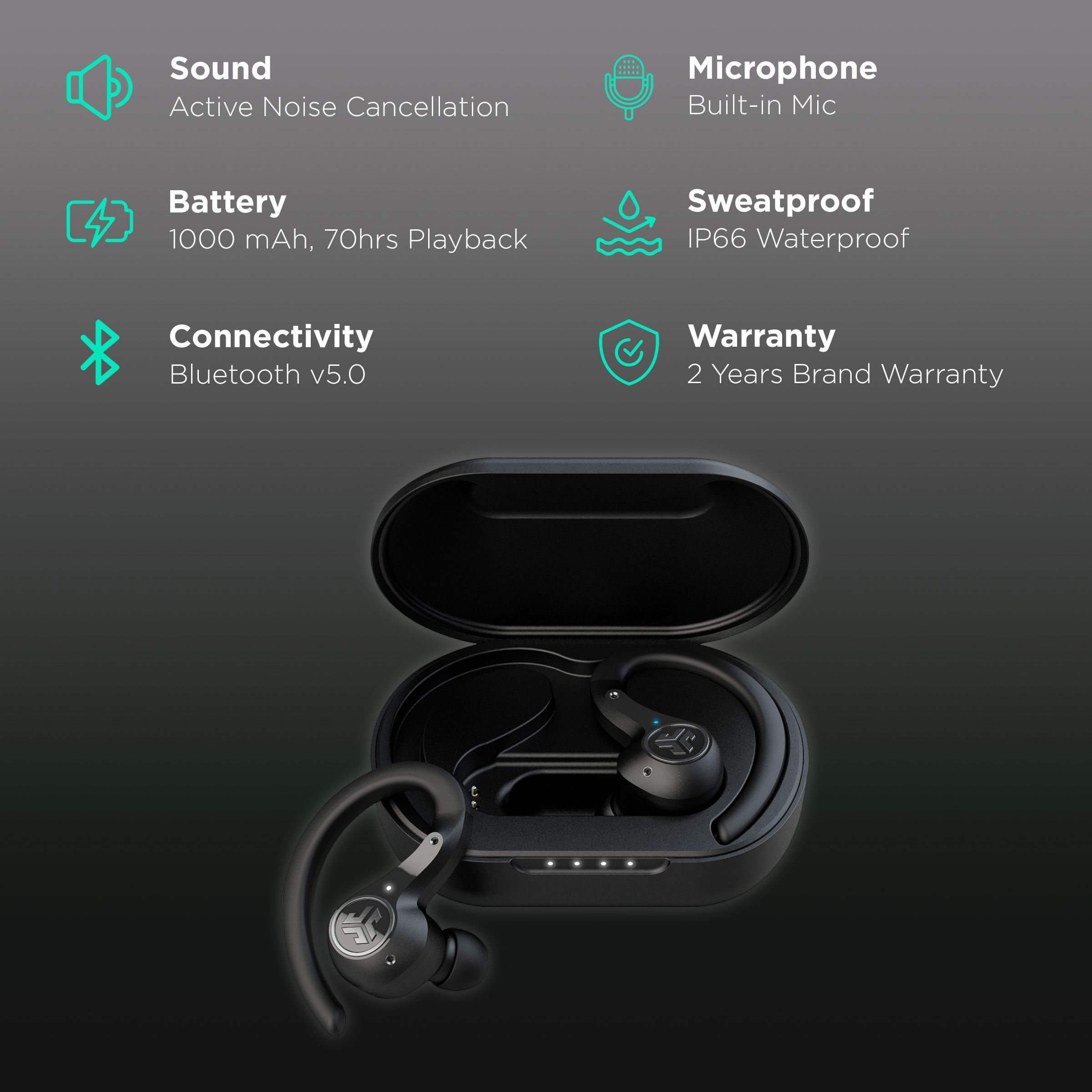 JLAB Epic Air Sport IEUEBEAIRSPTNCRBLK TWS Earbuds with Active Noise Cancellation (IP66 Waterproof, 70 Hours Playback, Black) JLAB Epic Air Sport IEUEBEAIRSPTNCRBLK TWS Earbuds with Active Noise Cancellation (IP66 Waterproof, 70 Hours Playback, Black)_2