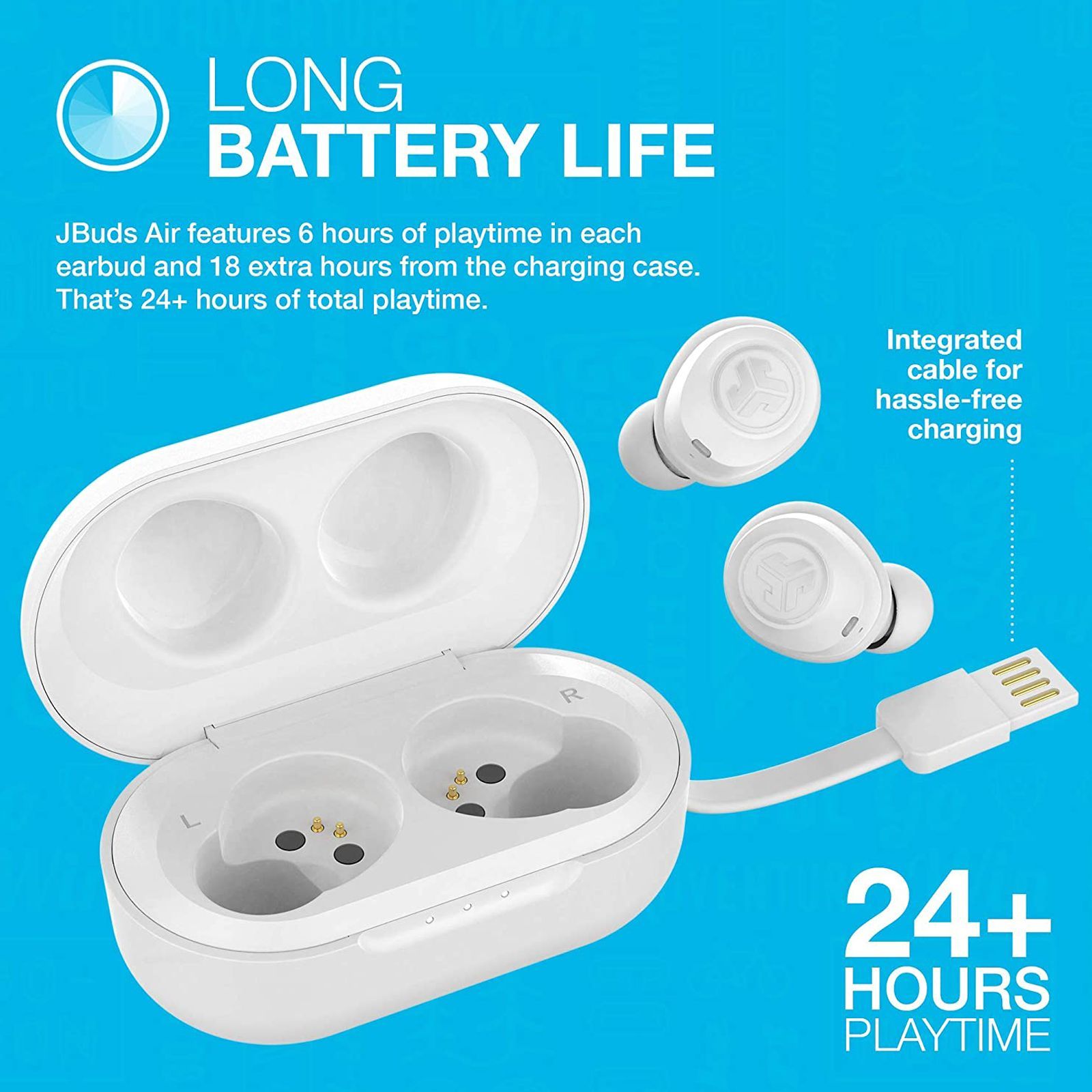 JLAB JBuds Air True IEUEBJBUDSAIRRWHT8 TWS Earbuds (IP55 Water & Sweat Resistant, 32 Hours Playback, White)_5