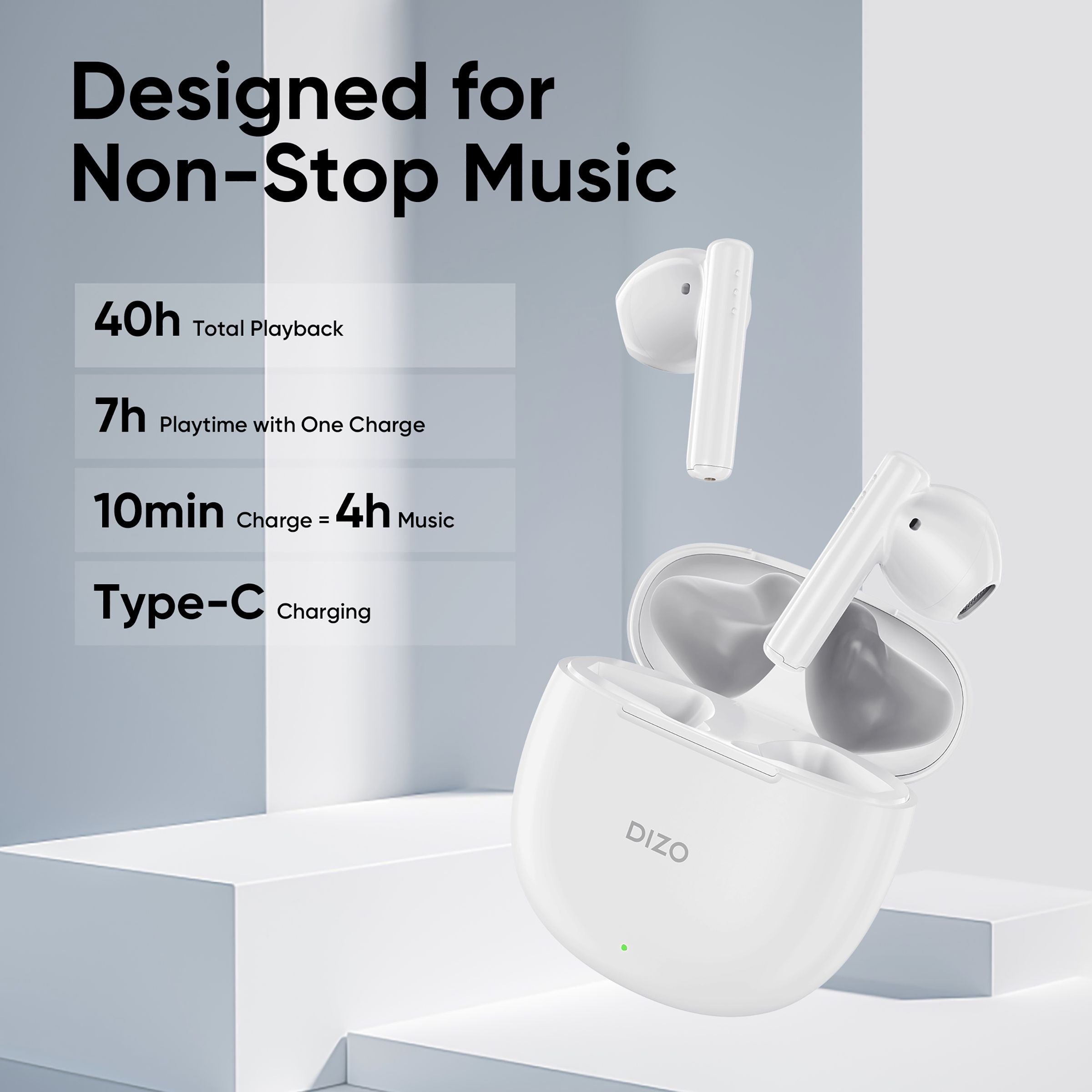DIZO by realme TechLife Buds P 790200505 TWS Earbuds with Environmental Noise Cancellation (IPX4 Water Resistant, 40 Hours Playback, Marble White)_8