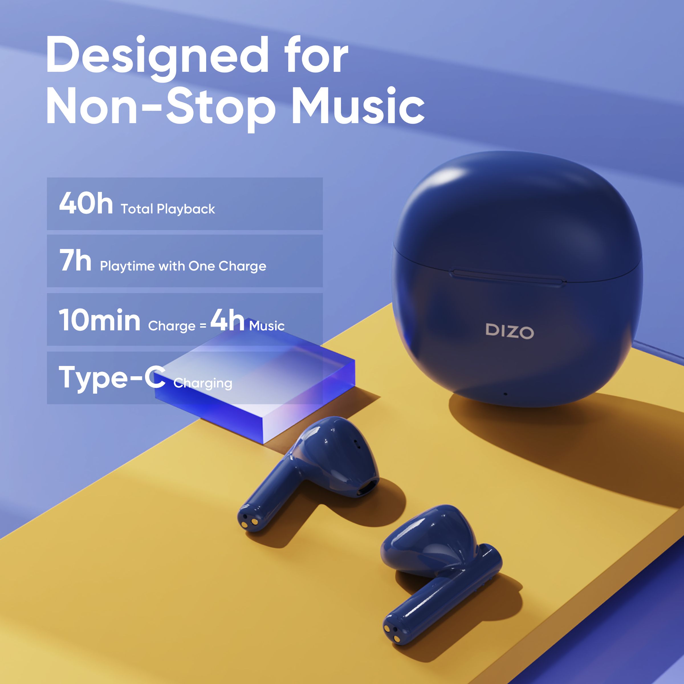 DIZO by realme TechLife Buds P 790200502 TWS Earbuds with Noise Cancellation (IPX4 Water Resistant, 40 Hours Playtime, Shady Blue)_8