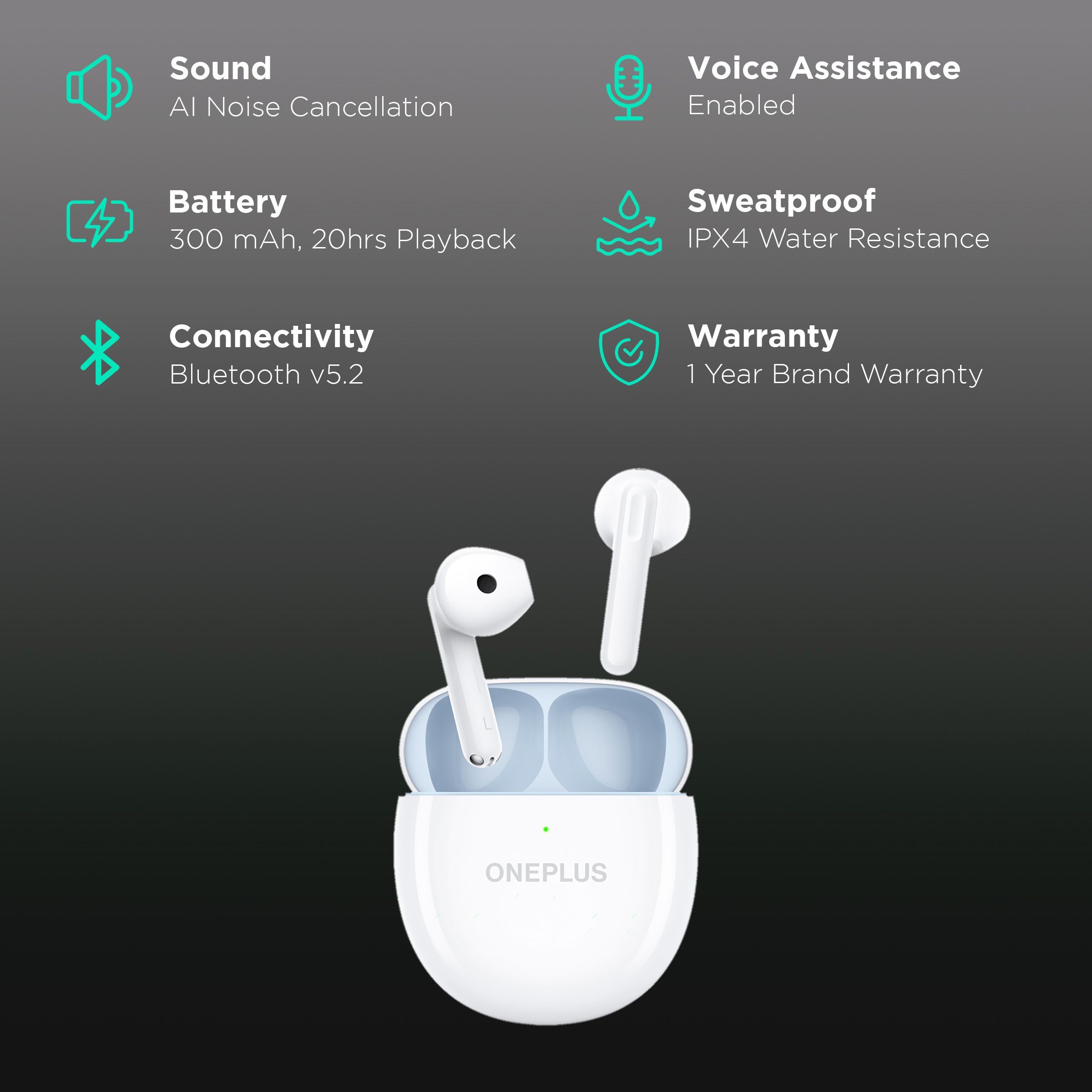 OnePlus Nord Buds CE E506A TWS Earbuds with Noise Cancellation (IPX4 Water Resistant, 20 Hours Playback, Moonlight White) OnePlus Nord Buds CE E506A TWS Earbuds with Noise Cancellation (IPX4 Water Resistant, 20 Hours Playback, Moonlight White)_2