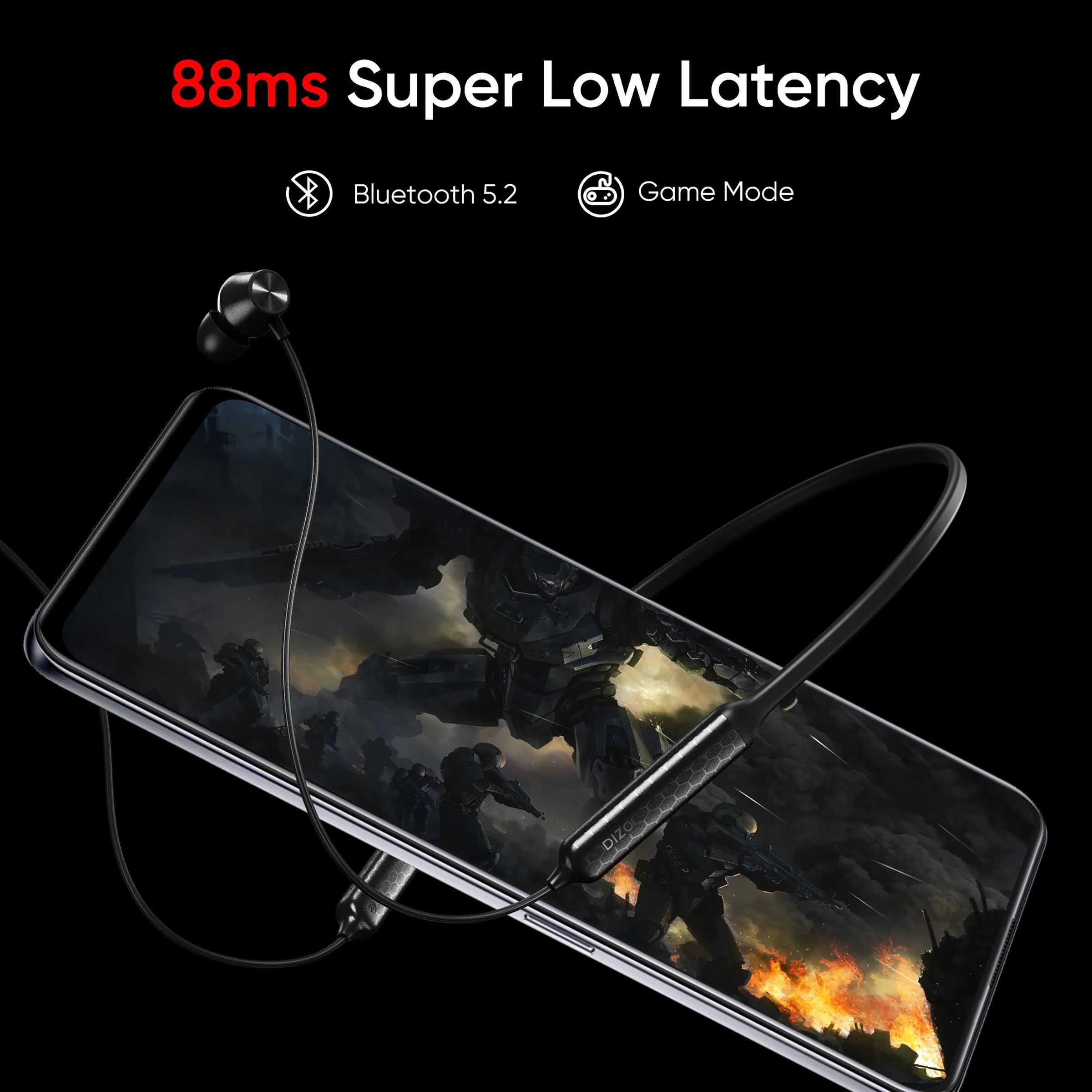 DIZO by realme TechLife Power 790200401 Neckband with Environmental Noise Cancellation (IPX4 Water Resistant, Smart Control, Classic Black)_6