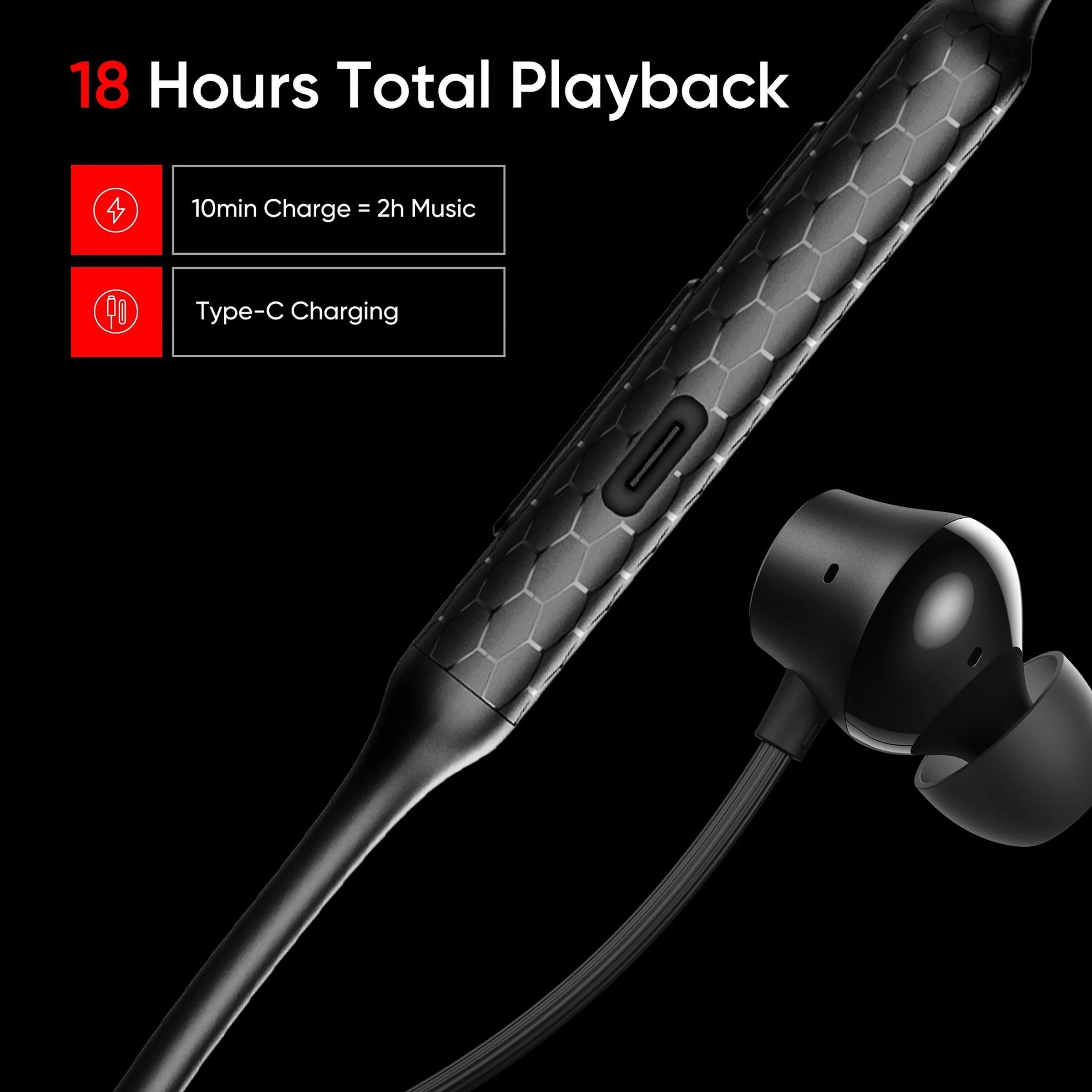 DIZO by realme TechLife Power 790200401 Neckband with Environmental Noise Cancellation (IPX4 Water Resistant, Smart Control, Classic Black)_7