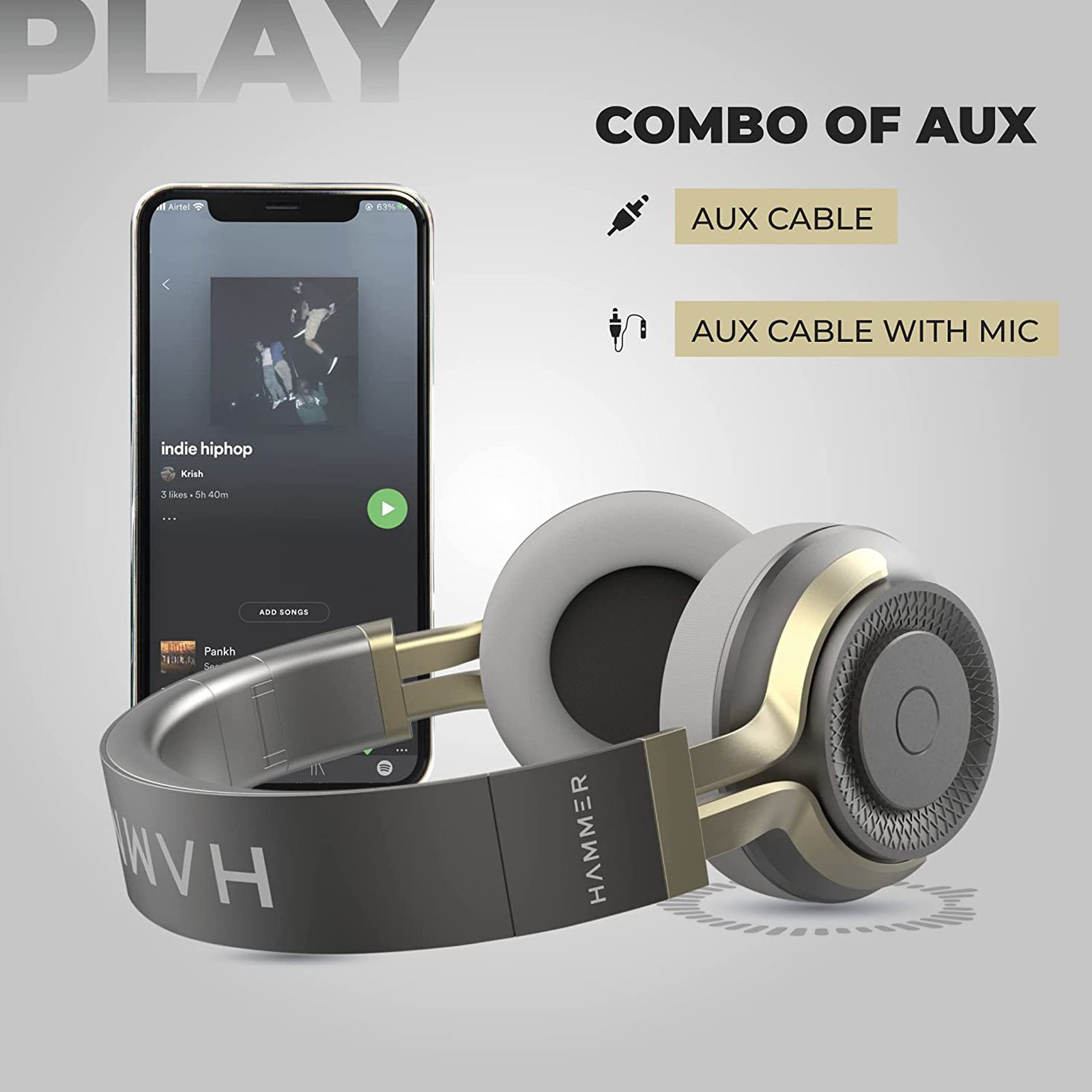 HAMMER Bash 2.0 Bluetooth Headset with Mic (8 Hours Playback, On Ear, Grey)_4