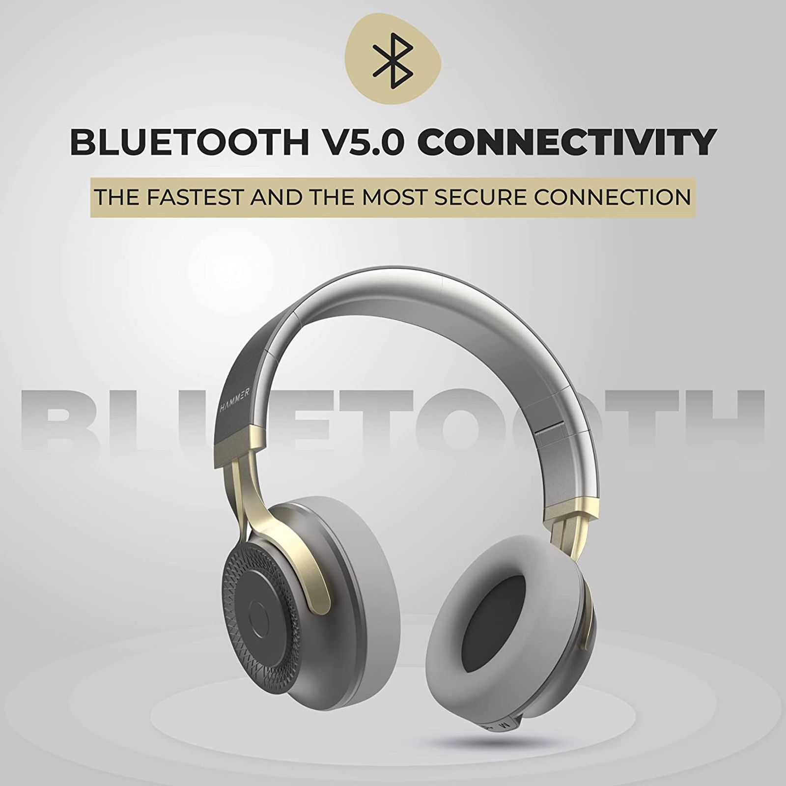 HAMMER Bash 2.0 Bluetooth Headset with Mic (8 Hours Playback, On Ear, Grey)_5