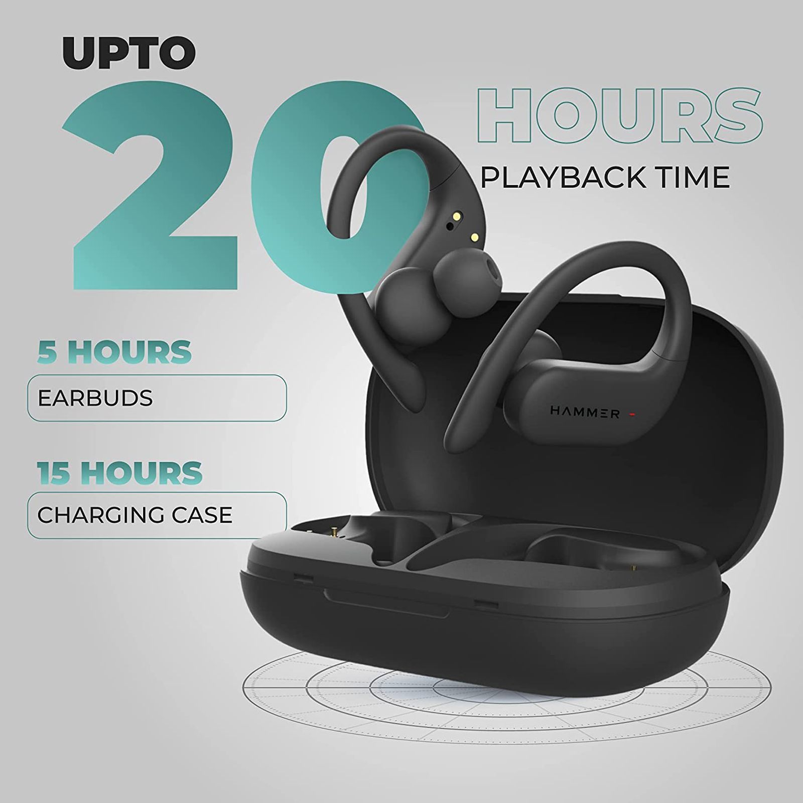 HAMMER KO 2.0 TWS Earbuds (IPX4 Water Resistant, 20 Hours Playtime, Black)_8