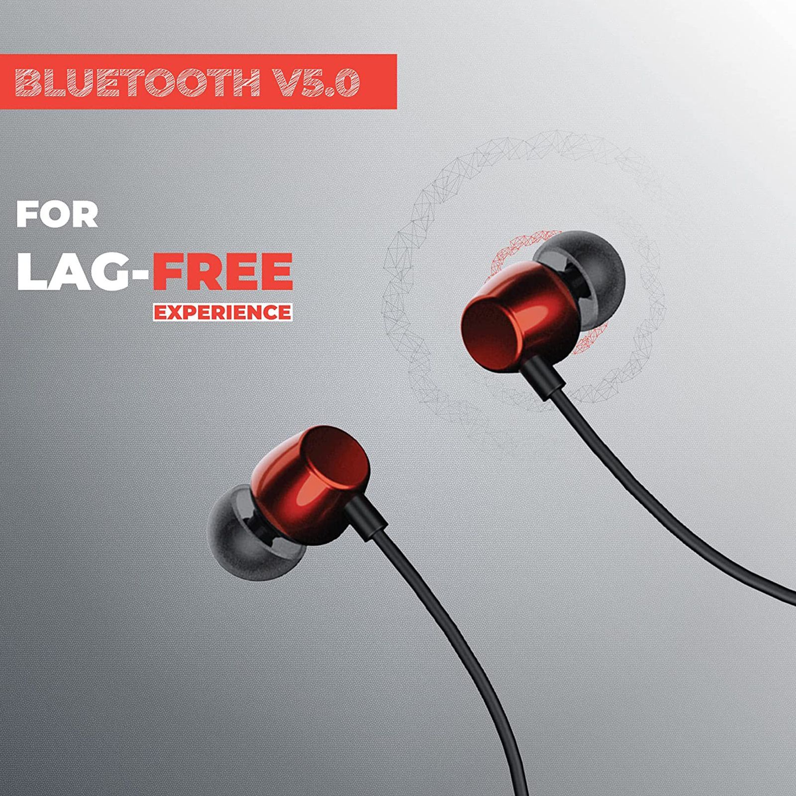 HAMMER S Neckband (IPX4 Water Resistant, 30 Hours Playback, Red)_4