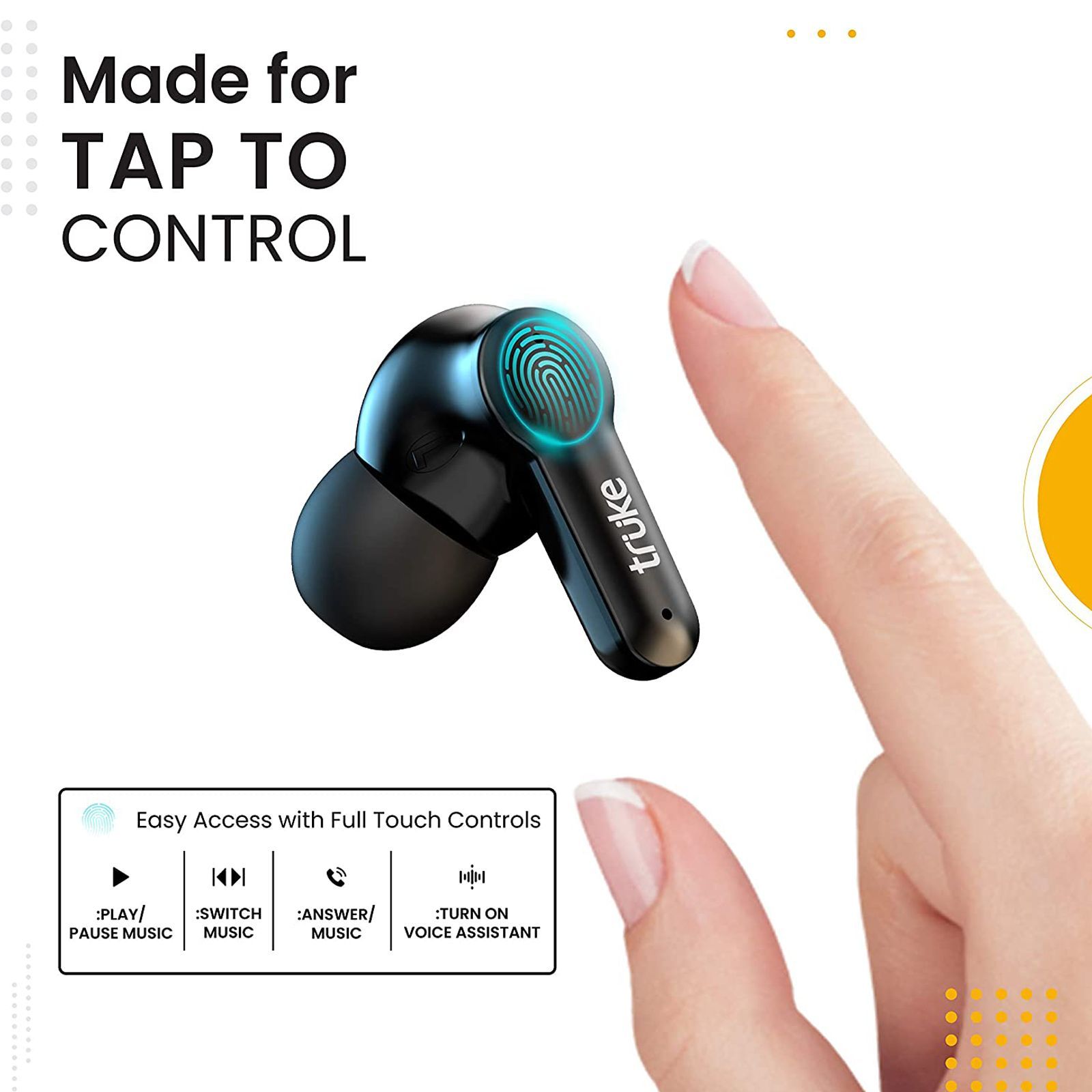 truke Buds Q1 E21 TWS Earbuds (IPX4 Sweat Resistant, 60 Hours Playtime, Black) truke Buds Q1 E21 TWS Earbuds (IPX4 Sweat Resistant, 60 Hours Playtime, Black)_5