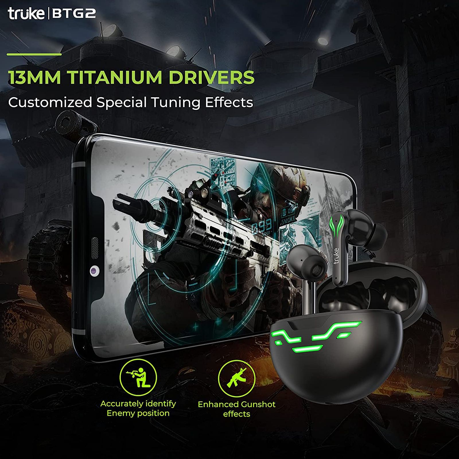 truke BTG 2 E212 TWS Earbuds with Noise Isolation (IPX4 Water Resistant, 48 Hours Playback, Black)_5