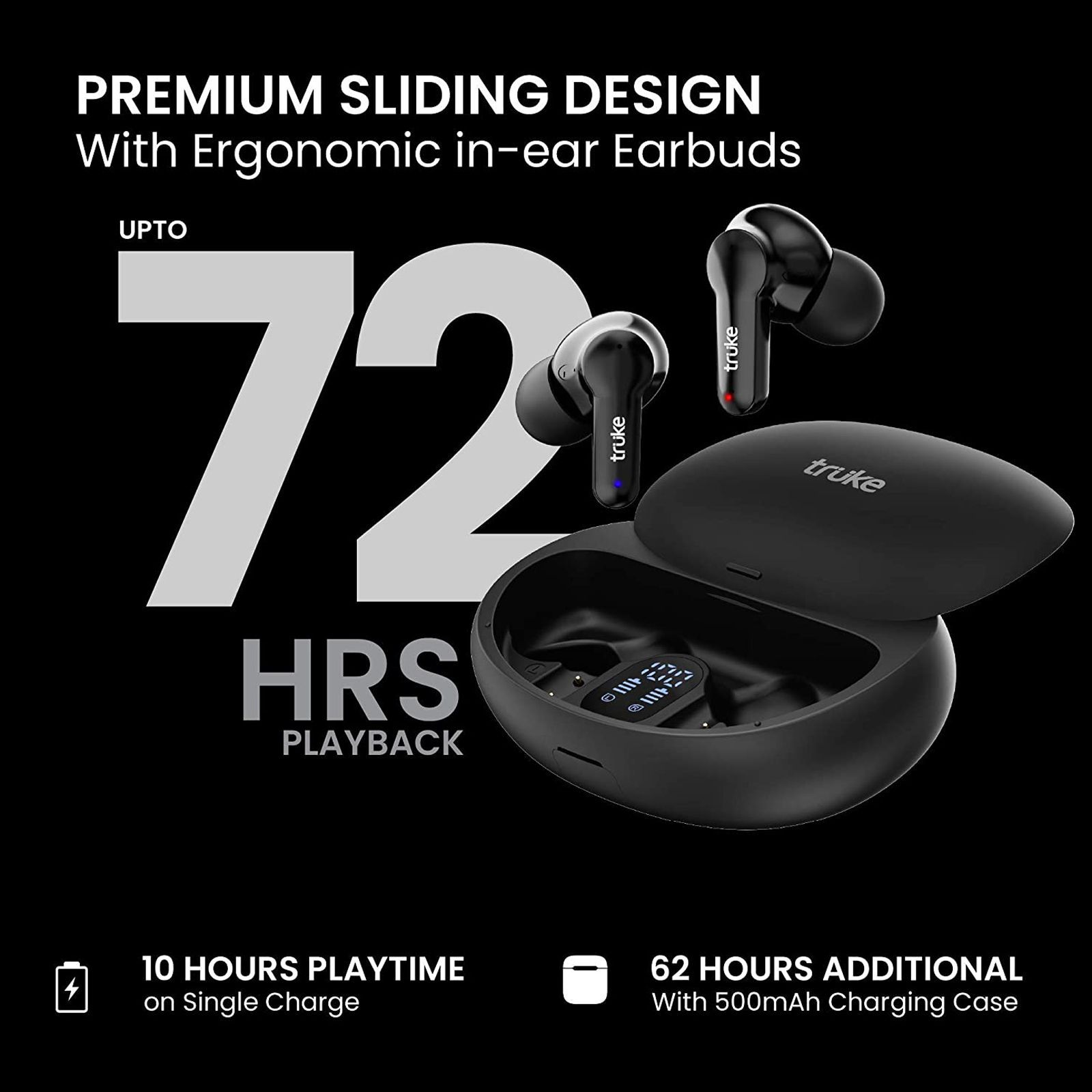 truke Buds S1 S21 TWS Earbuds with Environmental Noise Cancellation (IPX4 Sweat & Water Resistant, 48 Hours Playback, Black)_8