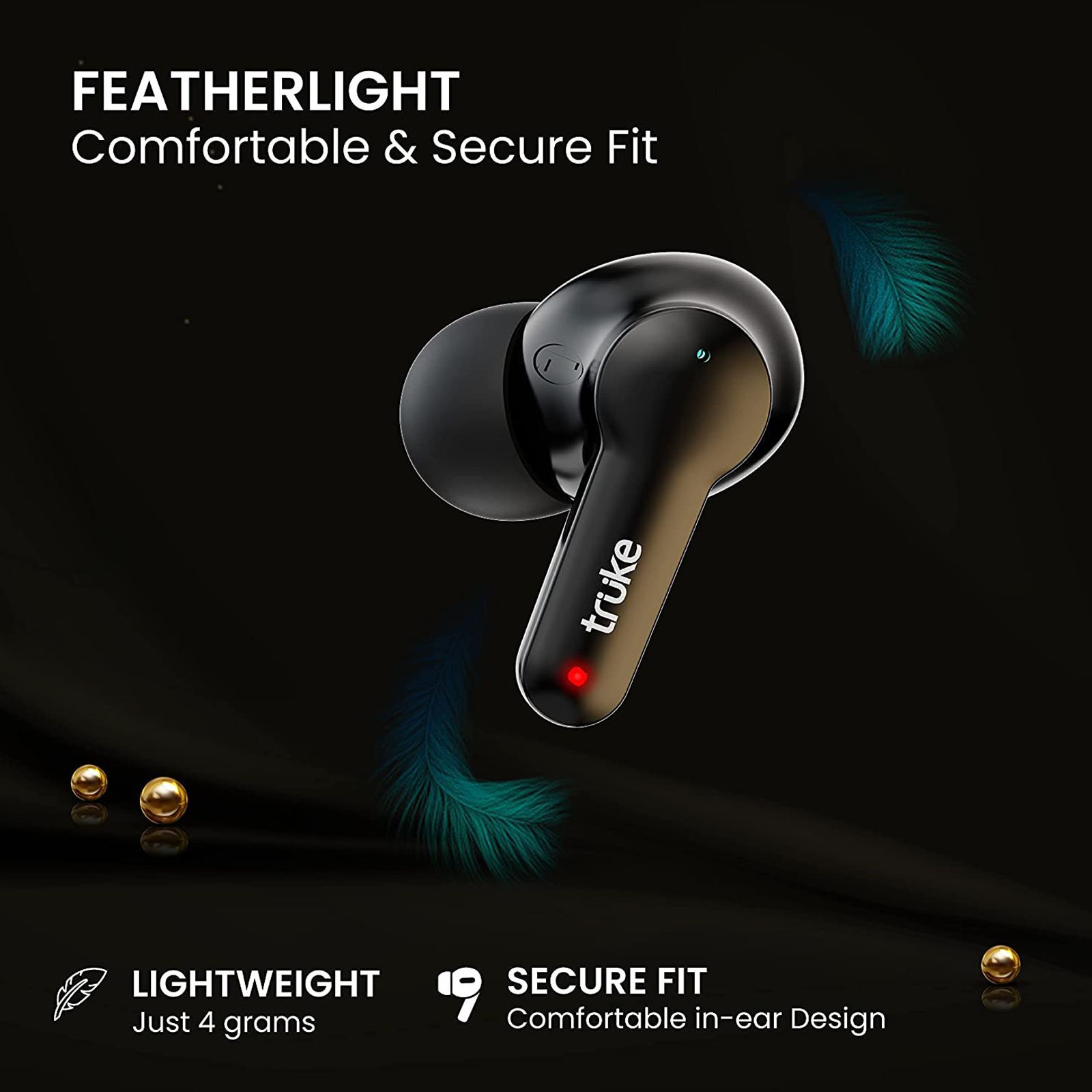 truke Buds S1 S21 TWS Earbuds with Environmental Noise Cancellation (IPX4 Sweat & Water Resistant, 48 Hours Playback, Black)_3