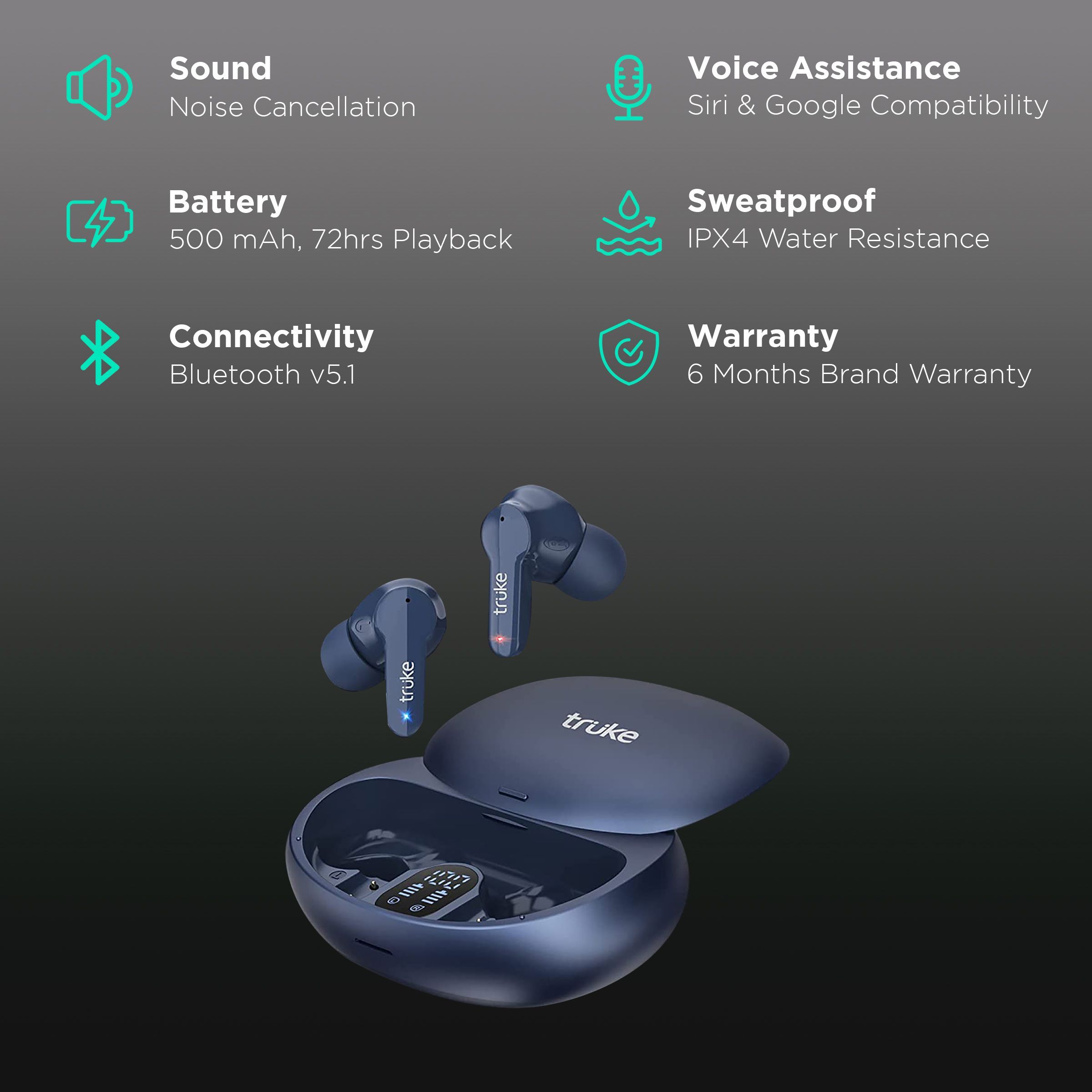 truke Buds S1 S21 TWS Earbuds with Environmental Noise Cancellation (IPX4 Sweat & Water Resistant, 85ms Low Latency Gaming Mode, Blue) truke Buds S1 S21 TWS Earbuds with Environmental Noise Cancellation (IPX4 Sweat & Water Resistant, 85ms Low Latency Gaming Mode, Blue)_2