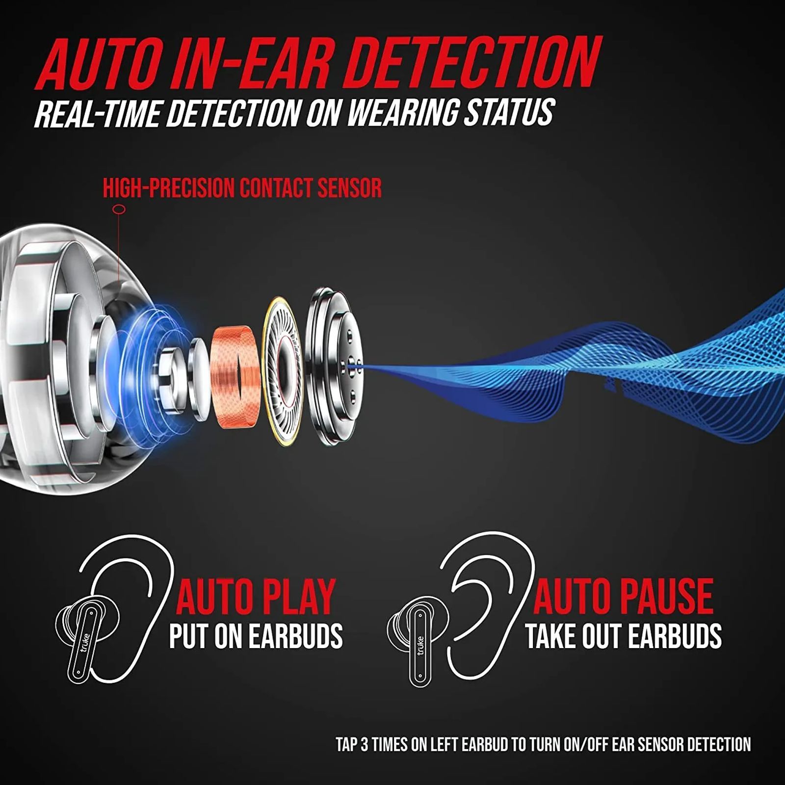 truke Air Buds E216 TWS Earbuds with AI Noise Cancellation (IPX4 Water Resistant, 48 Hours Playback, Black)_5