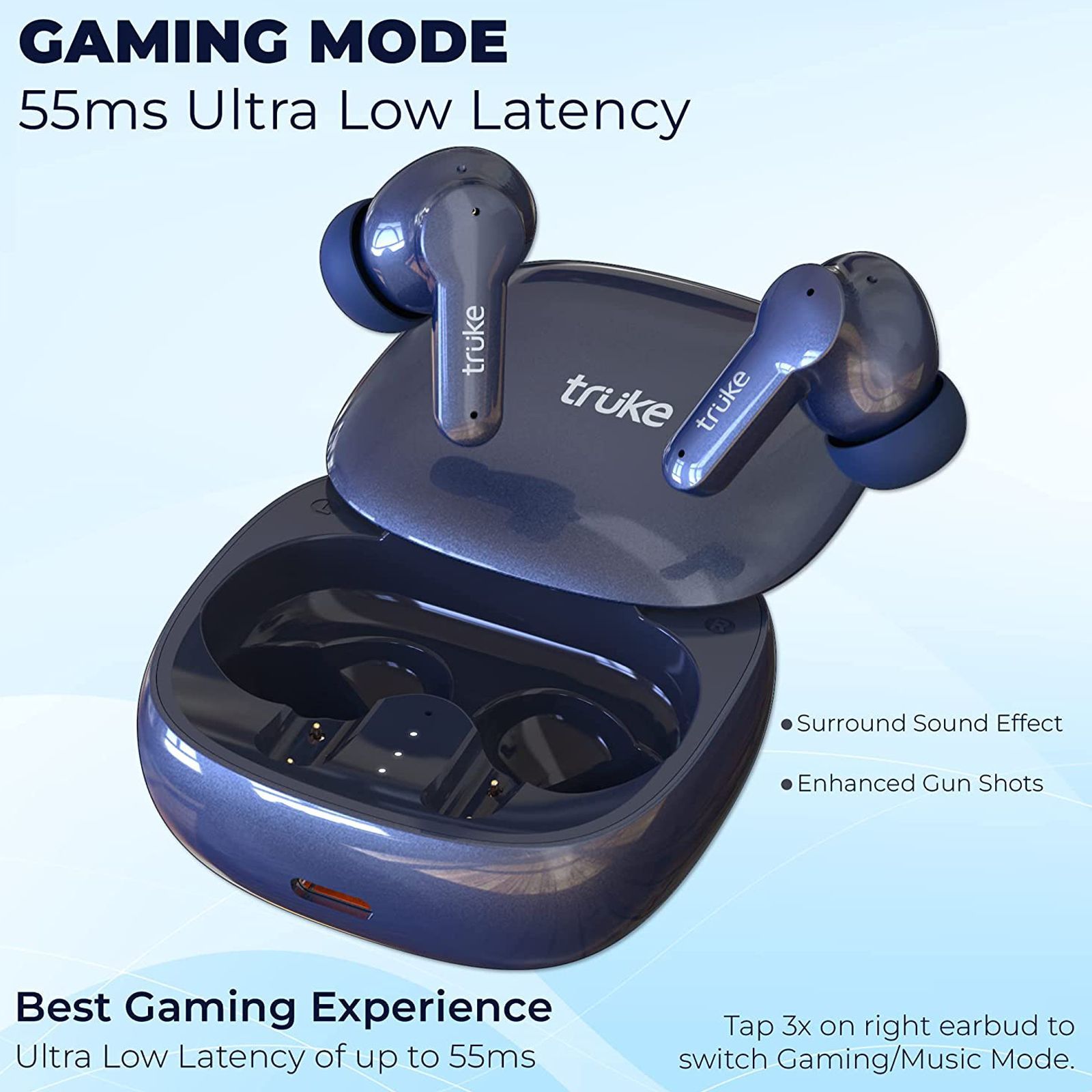 truke Buds S2 E213 TWS Earbuds with AI Noise Cancellation (IPX4 Water Resistant, 48 Hours Playback, Blue)_8