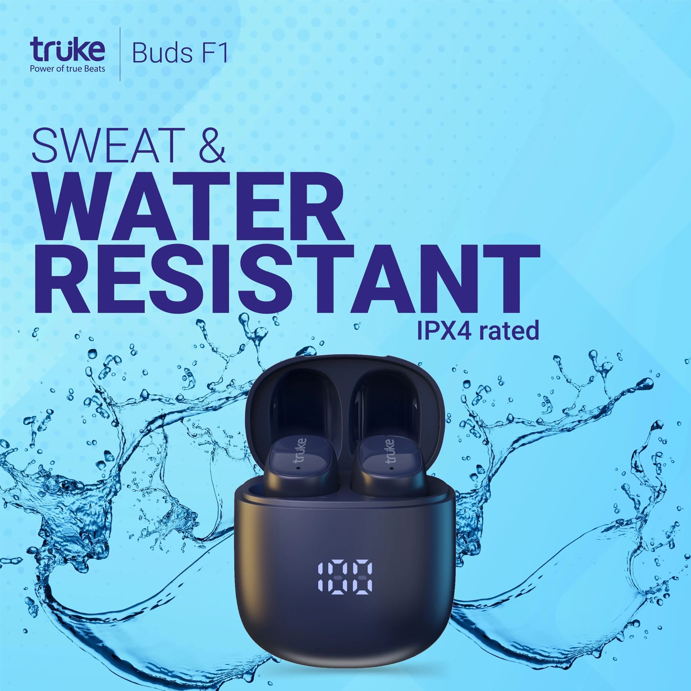 truke Buds F1 B130 TWS Earbuds with Environmental Noise Cancellation (IPX4 Sweat & Water Resistant, 48 Hours Playback, Blue)_5